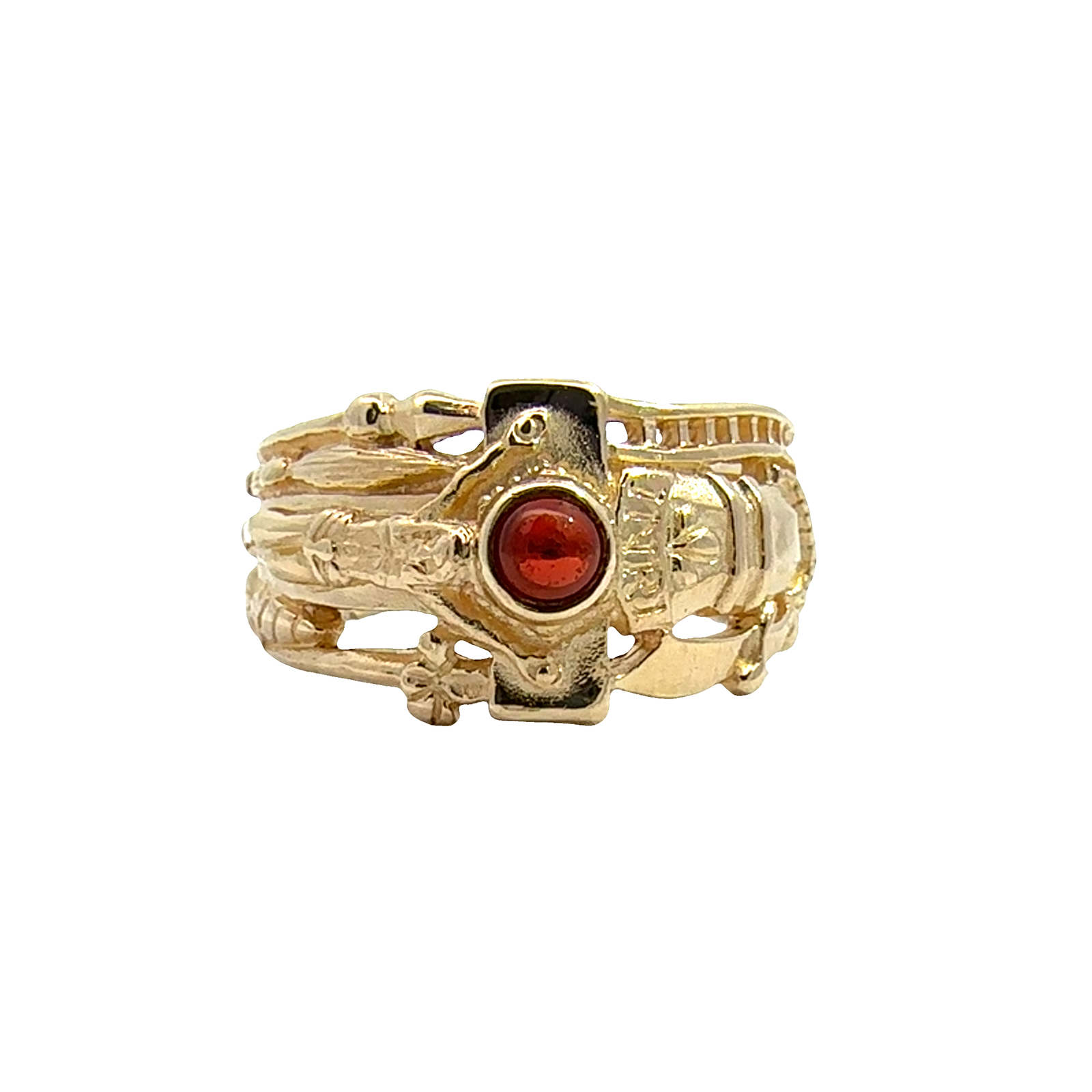 Vintage James Avery 14k Yellow Gold 0.35ctw Cabochon Garnet Luther Ring