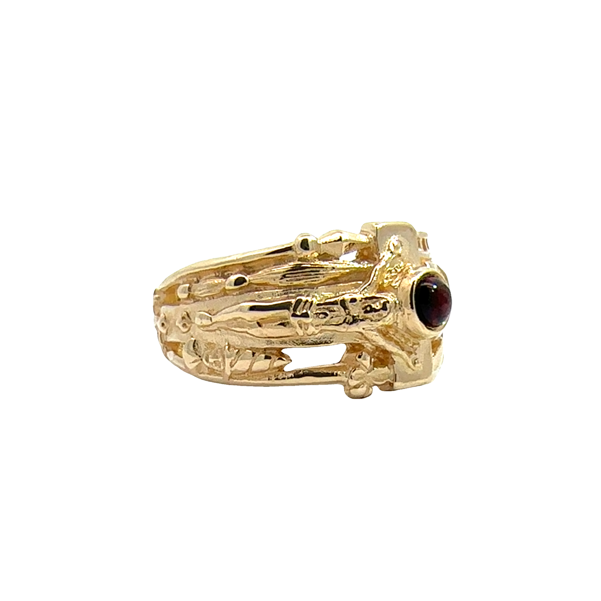 Vintage James Avery 14k Yellow Gold 0.35ctw Cabochon Garnet Luther Ring