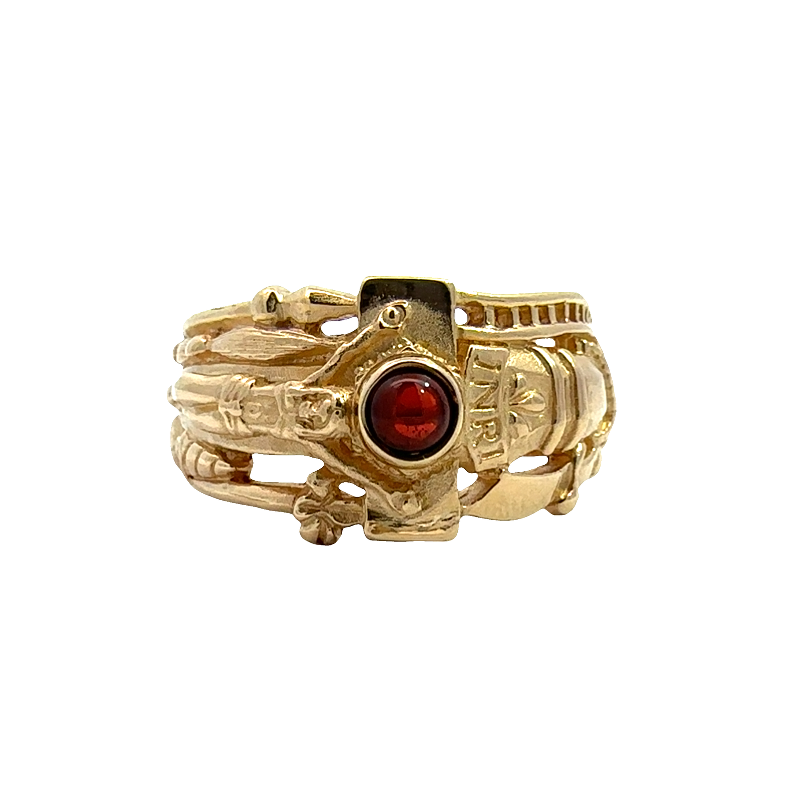 Vintage James Avery 14k Yellow Gold 0.35ctw Cabochon Garnet Luther Ring