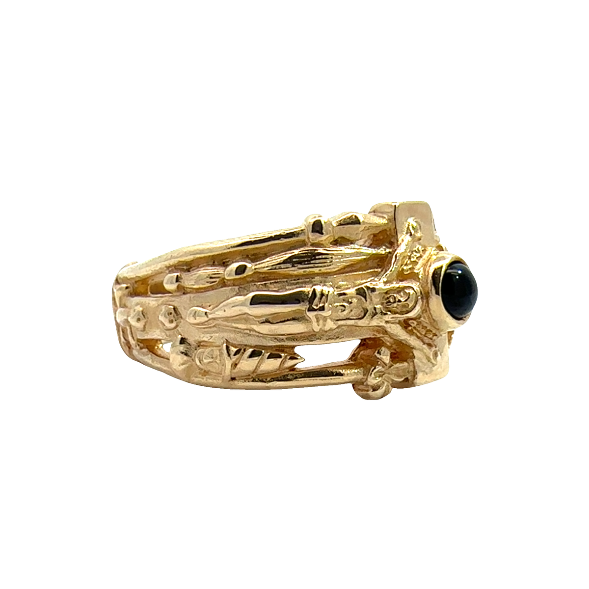 Vintage James Avery 14k Yellow Gold 0.35ctw Cabochon Garnet Luther Ring