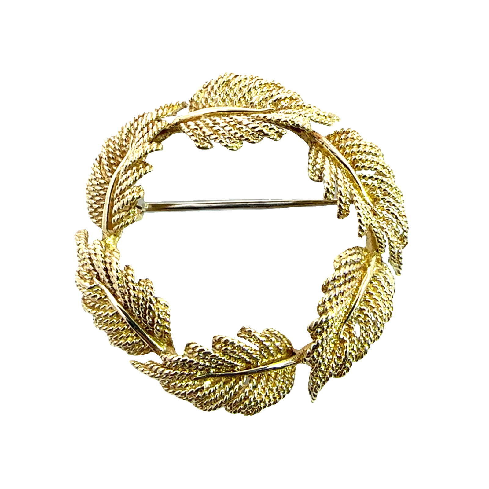 Vintage Tiffany & Co 18k Yellow Gold Leaf Wreath Brooch