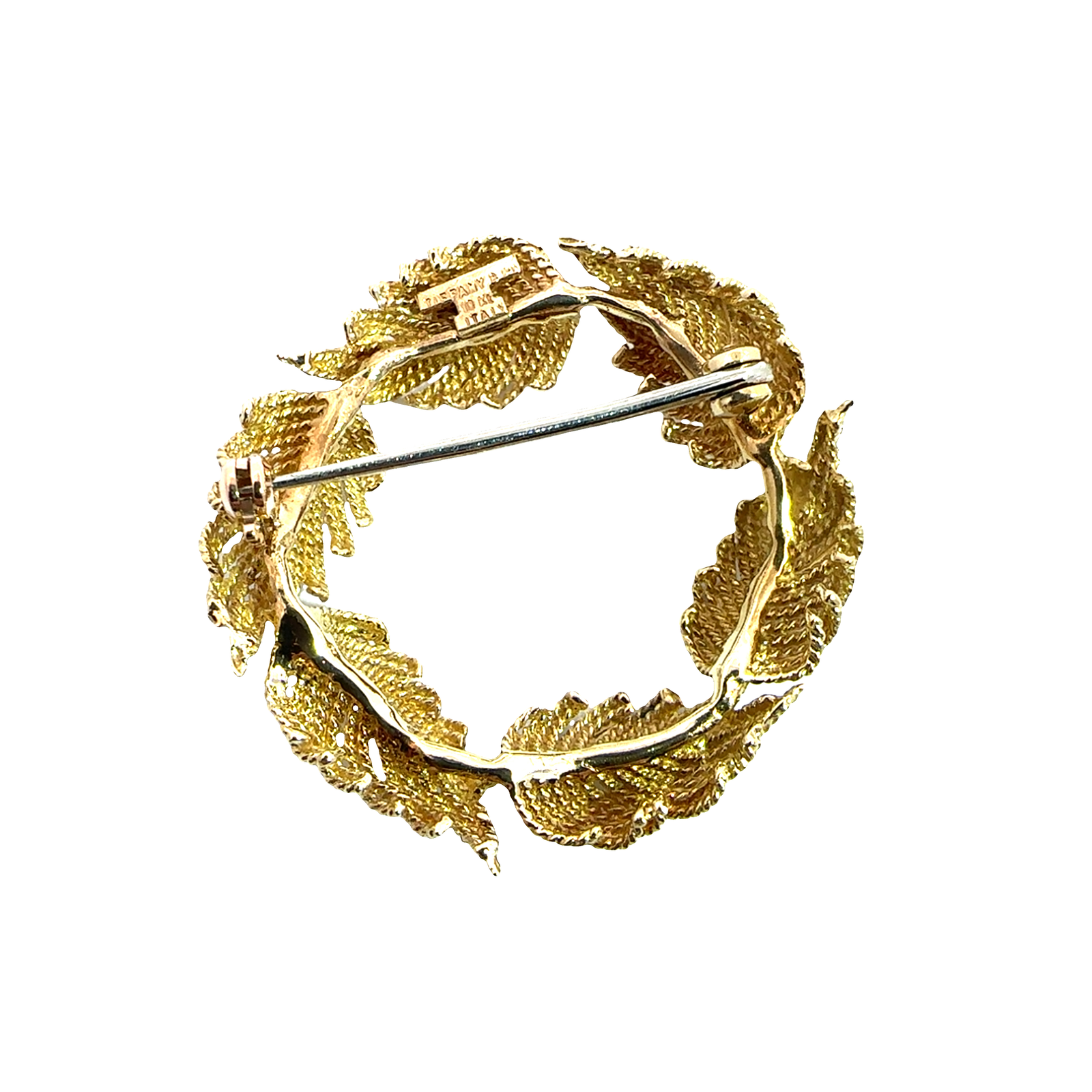 Vintage Tiffany & Co 18k Yellow Gold Leaf Wreath Brooch