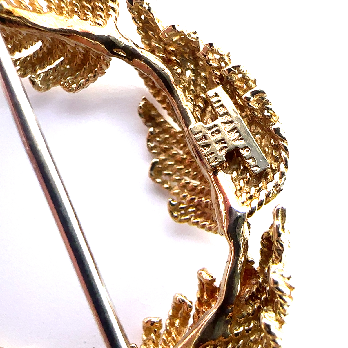 Vintage Tiffany & Co 18k Yellow Gold Leaf Wreath Brooch