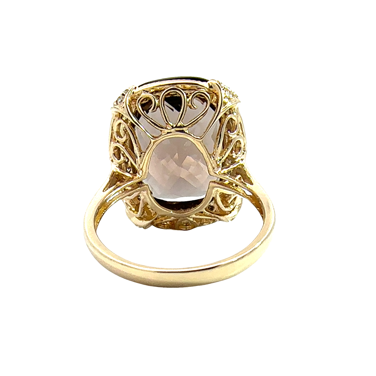 Vintage Effy 14k Yellow Gold  17.90ctw Smoky Topaz and 0.28ctw Diamond Ring