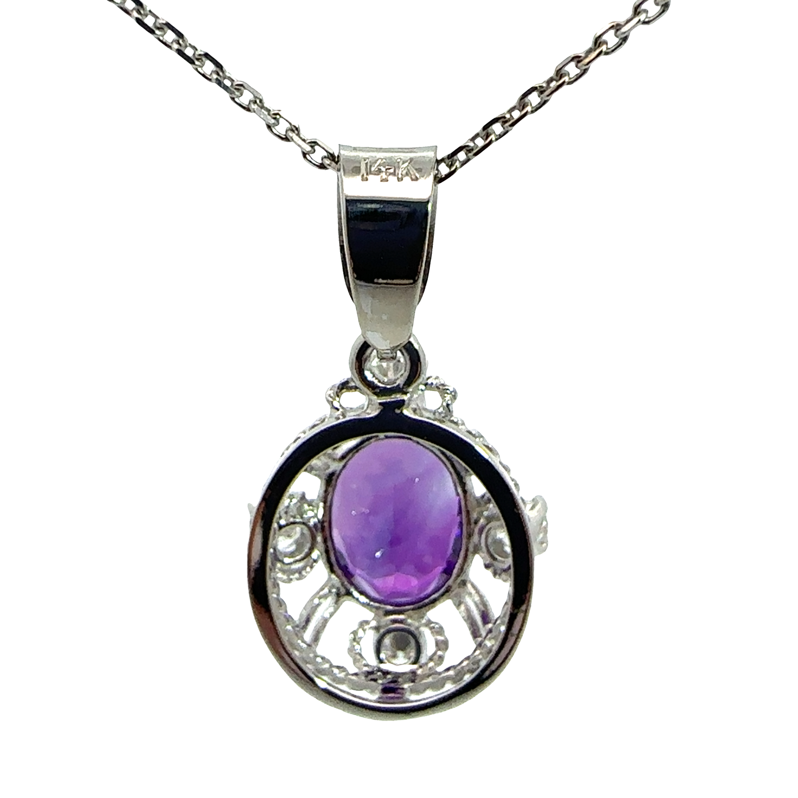 Vintage 14k White Gold 4.85ctw Amethyst and  0.64ctw Diamond Necklace