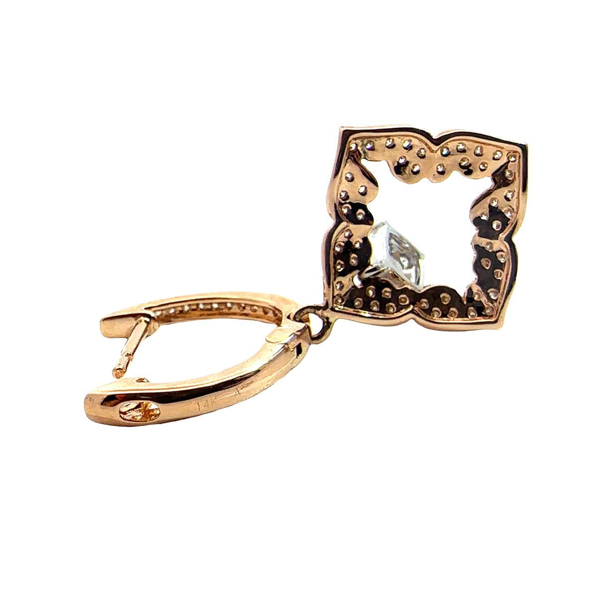 Vintage 14k Rose Gold 0.72ctw Diamond Dangle Earrings