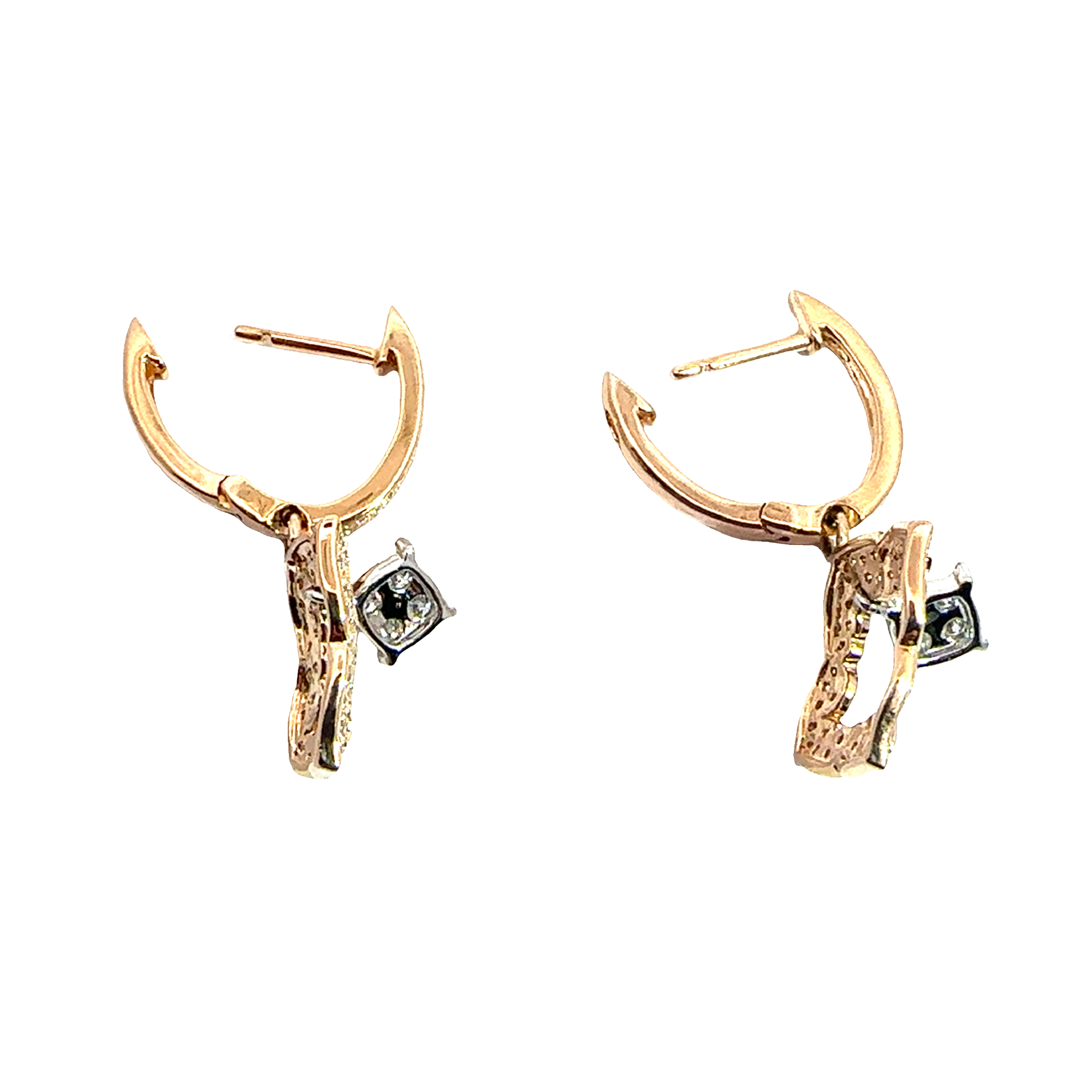 Vintage 14k Rose Gold 0.72ctw Diamond Dangle Earrings