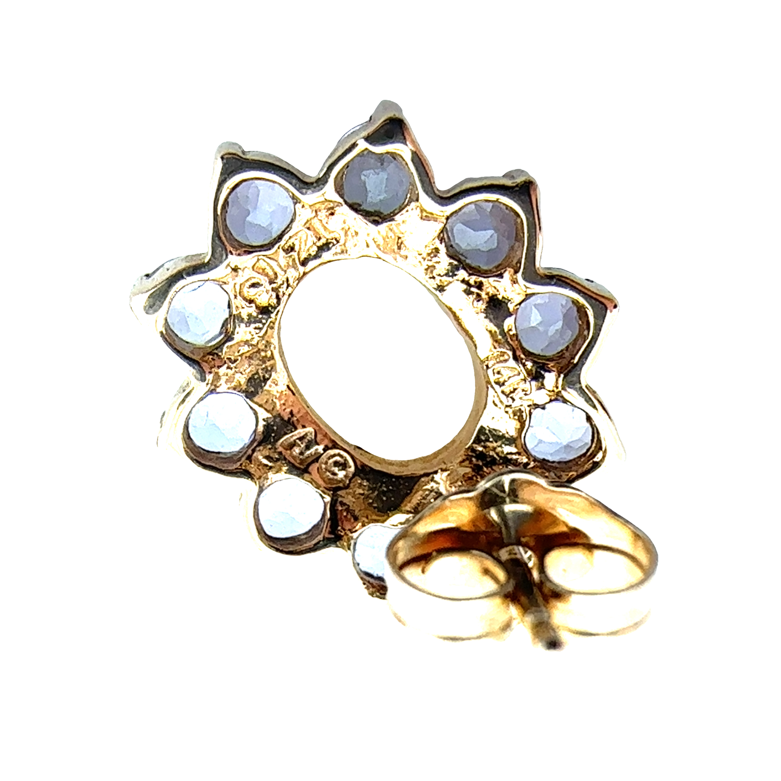 Estate 14k Yellow Gold 1.45ctw Opal and 1.00ctw Iolite Stud Earrings