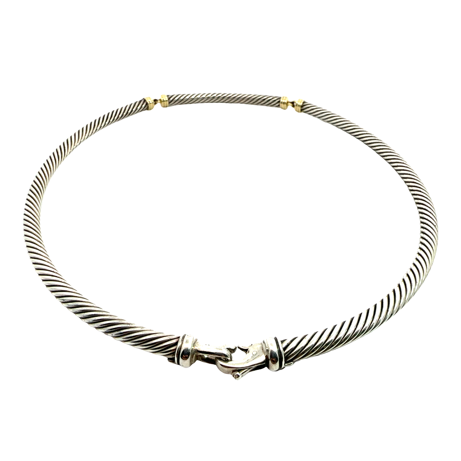 Estate David Yurman Sterling Silver and 14k Yellow Gold Cable Collar Necklace-5mm