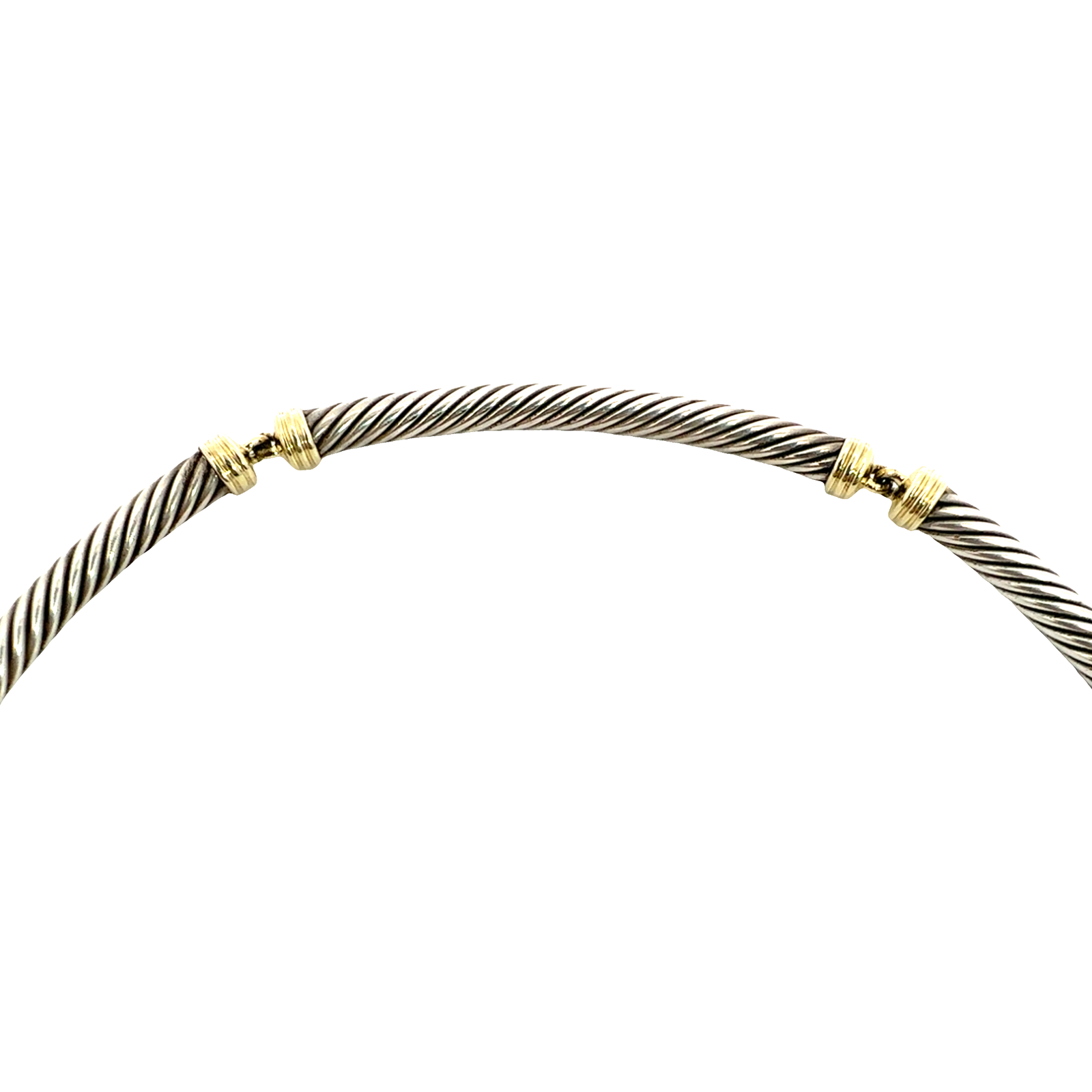 Estate David Yurman Sterling Silver and 14k Yellow Gold Cable Collar Necklace-5mm
