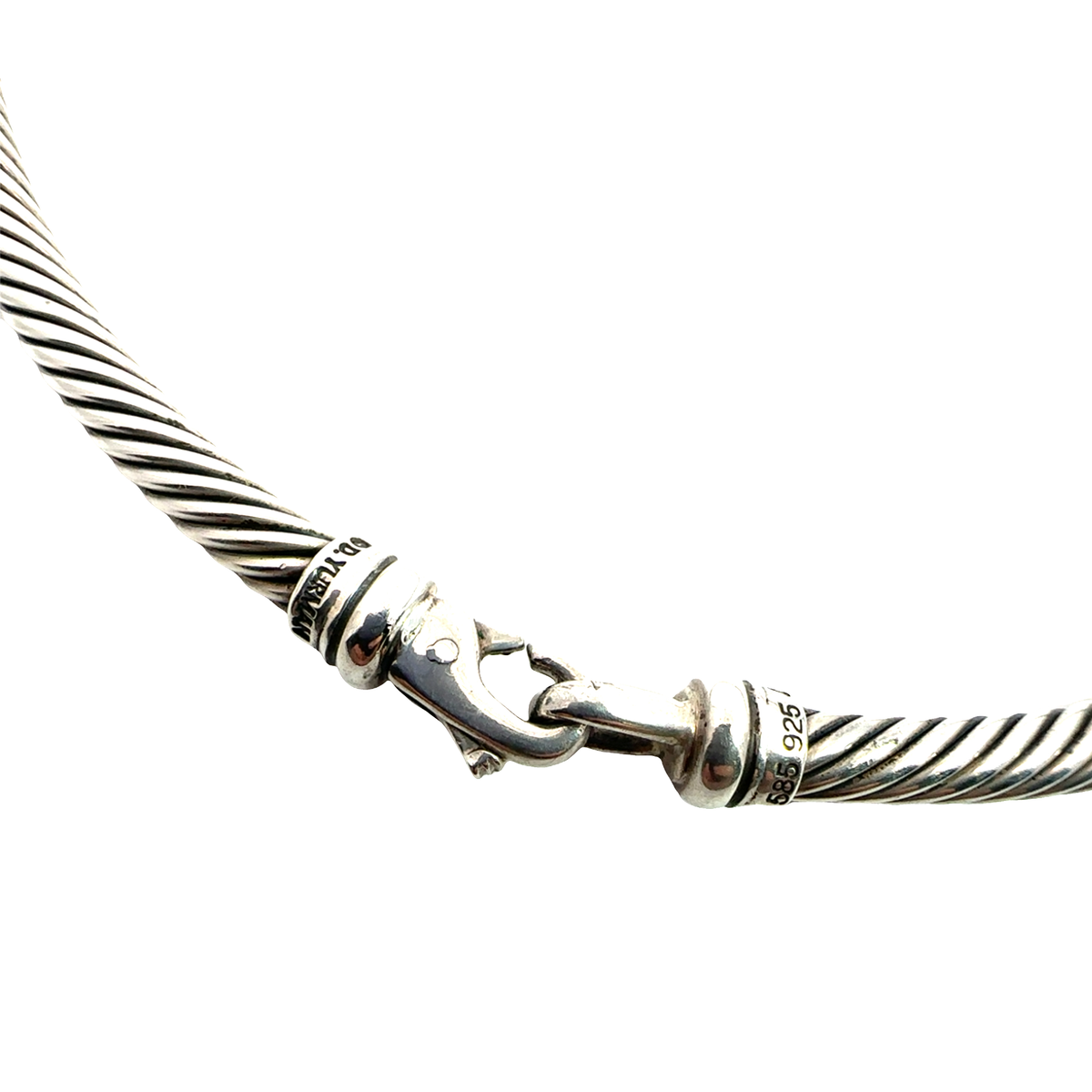 Estate David Yurman Sterling Silver and 14k Yellow Gold Cable Collar Necklace-5mm