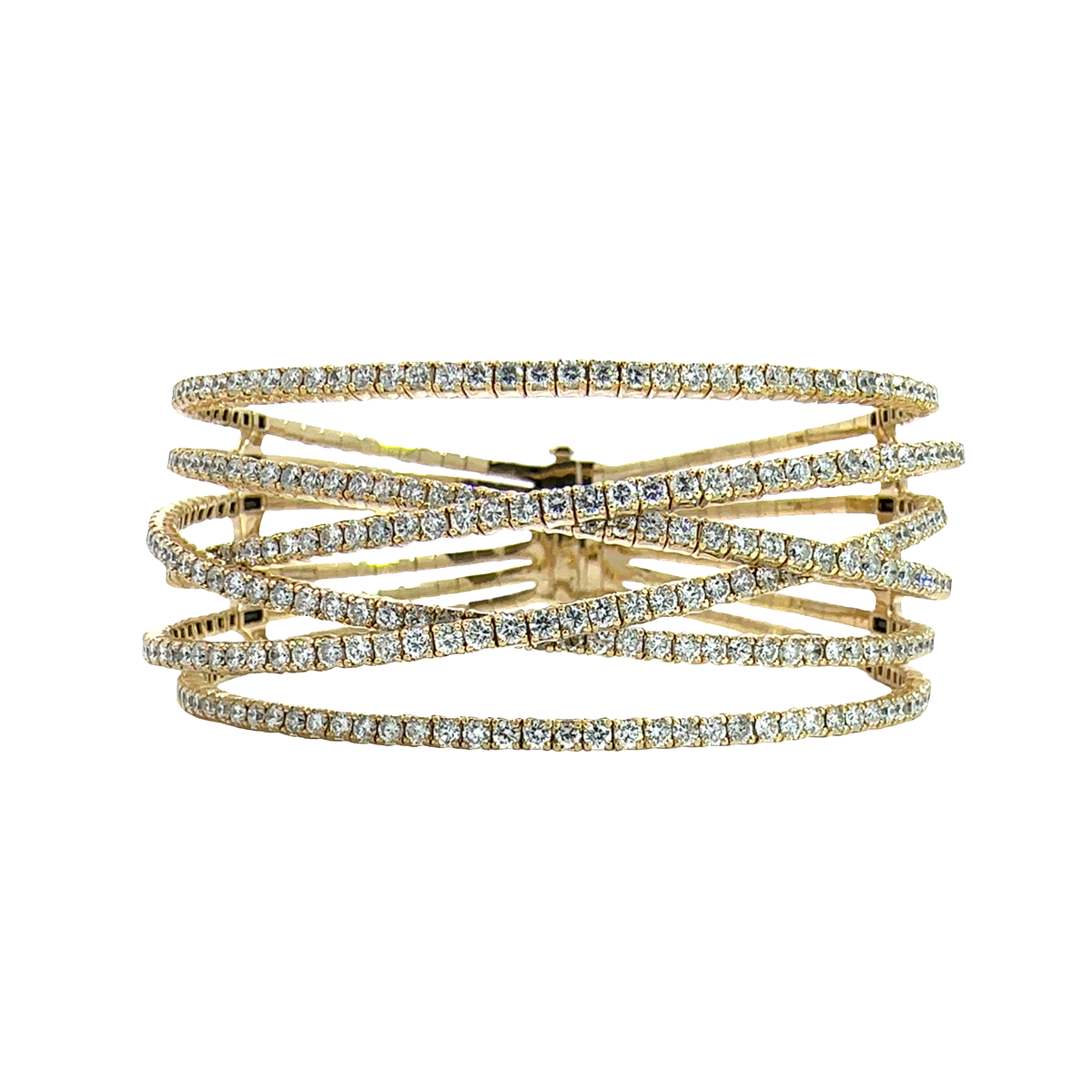 14k Yellow Gold 7.96ctw Diamond Flex Bangle Bracelet