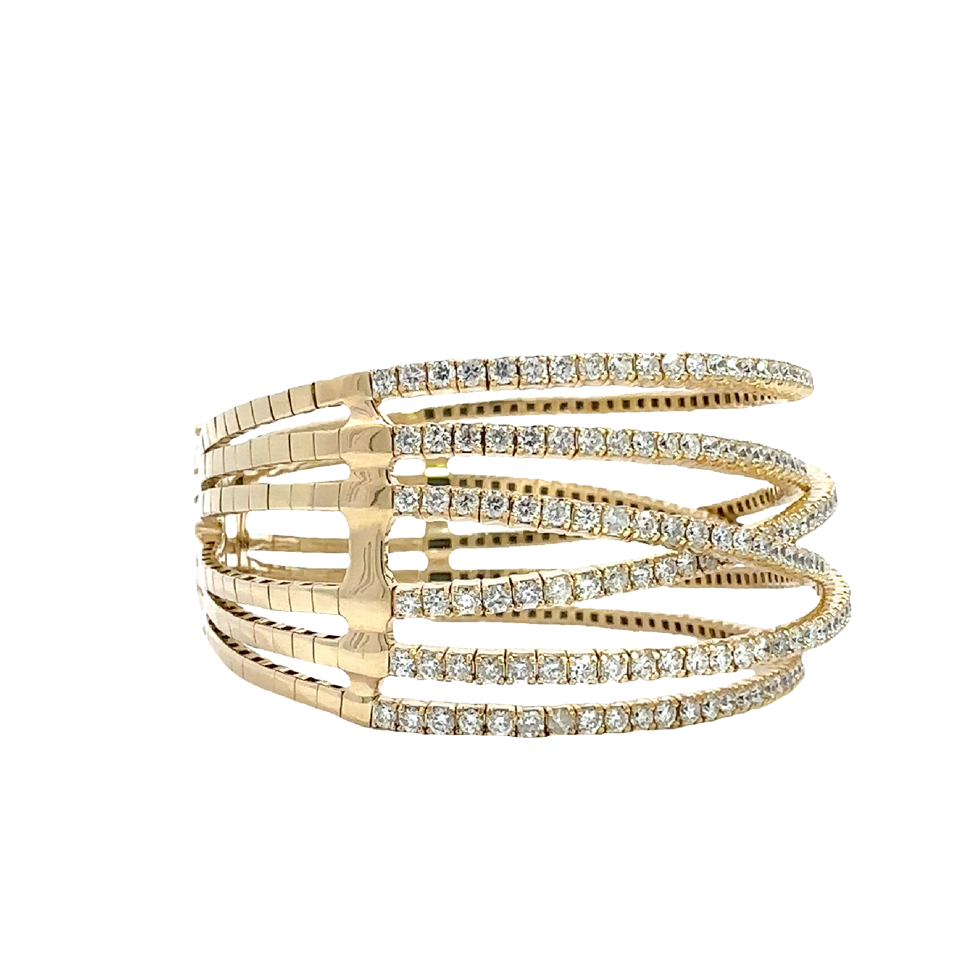 14k Yellow Gold 7.96ctw Diamond Flex Bangle Bracelet