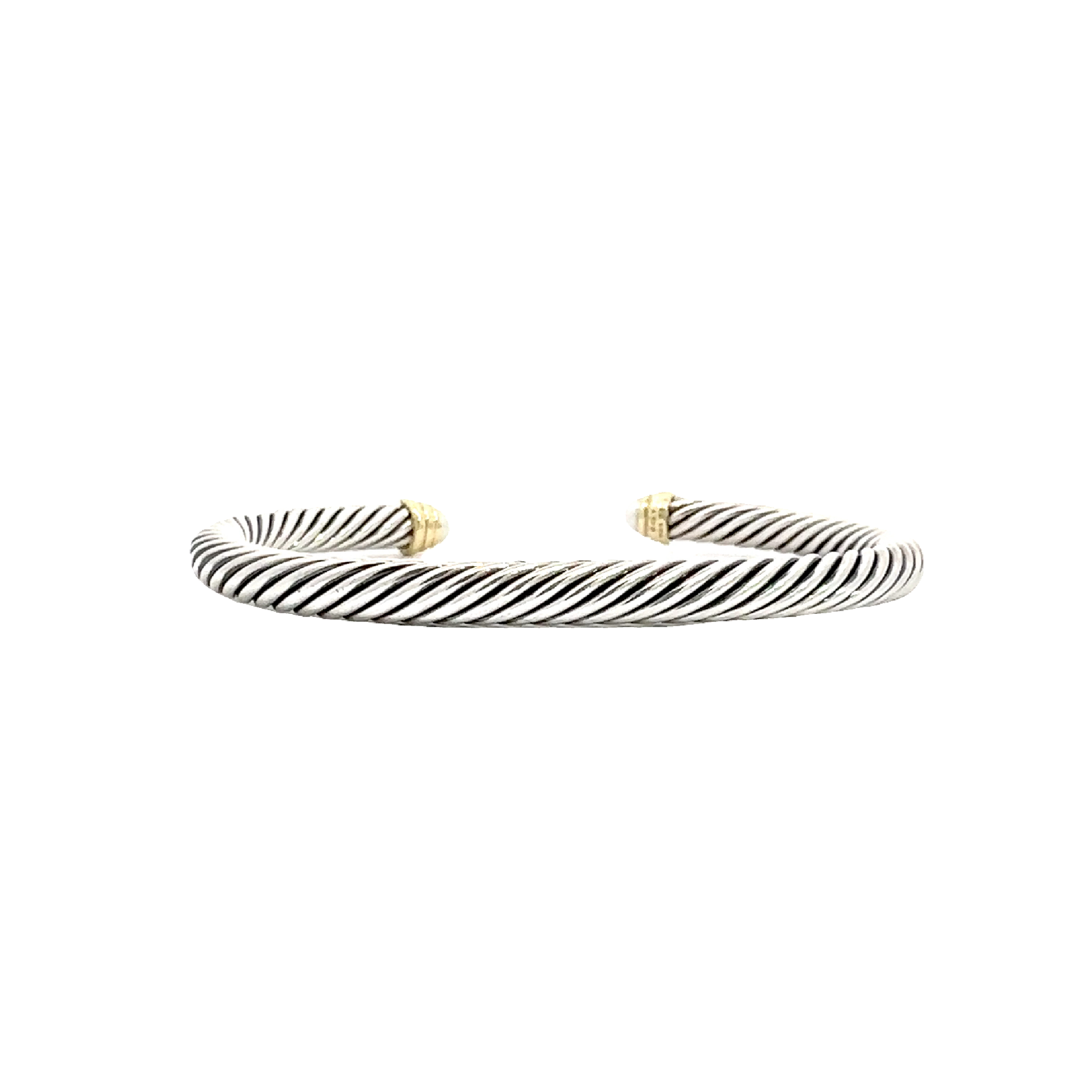 Estate David Yurman Sterling Silver and 14k Yellow Gold Pearl Cable Cuff-5mm