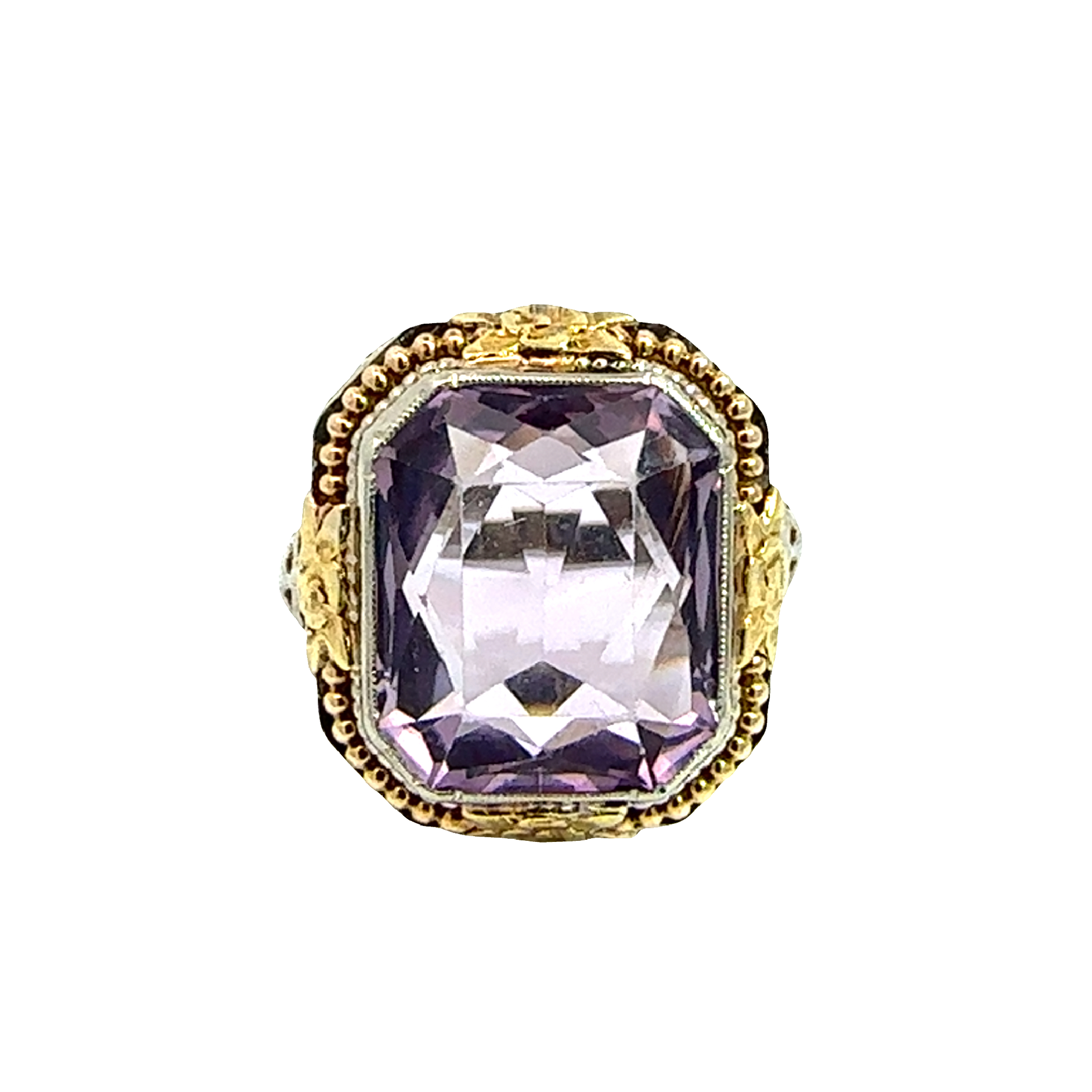 Vintage Art Deco 14k Multi-Tone Gold 8.45ctw Filigree Ring