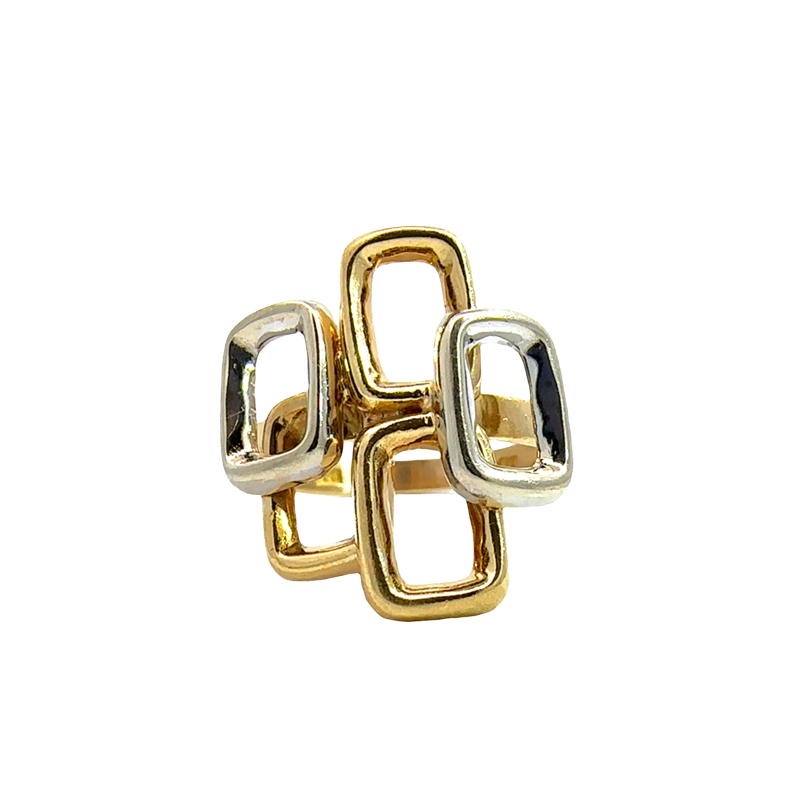 Vintage 18k Multi-Tone Gold Geometric Cocktail Ring