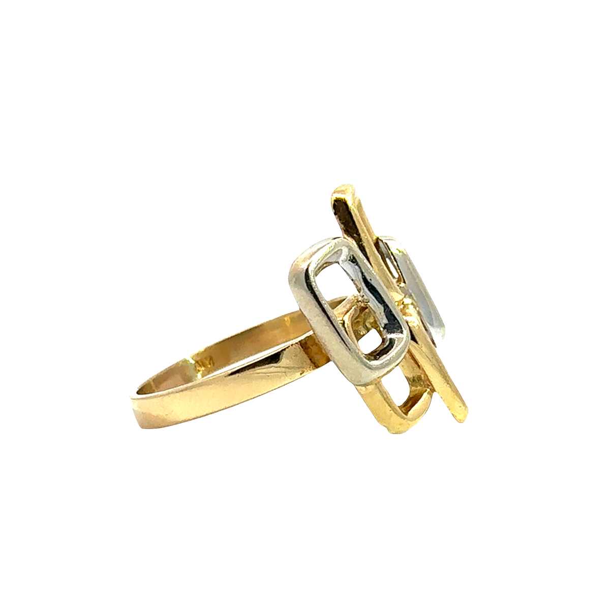Vintage 18k Multi-Tone Gold Geometric Cocktail Ring