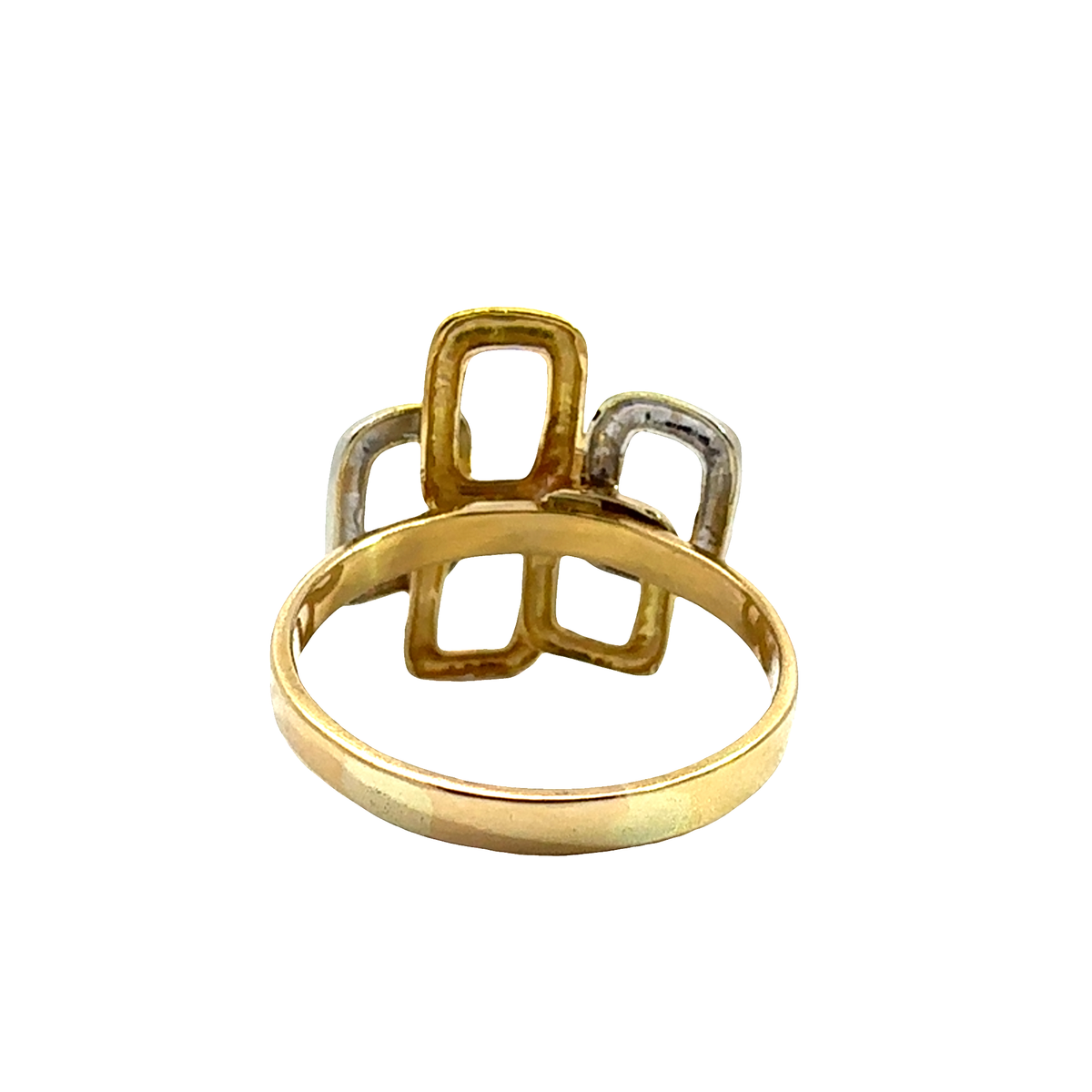Vintage 18k Multi-Tone Gold Geometric Cocktail Ring