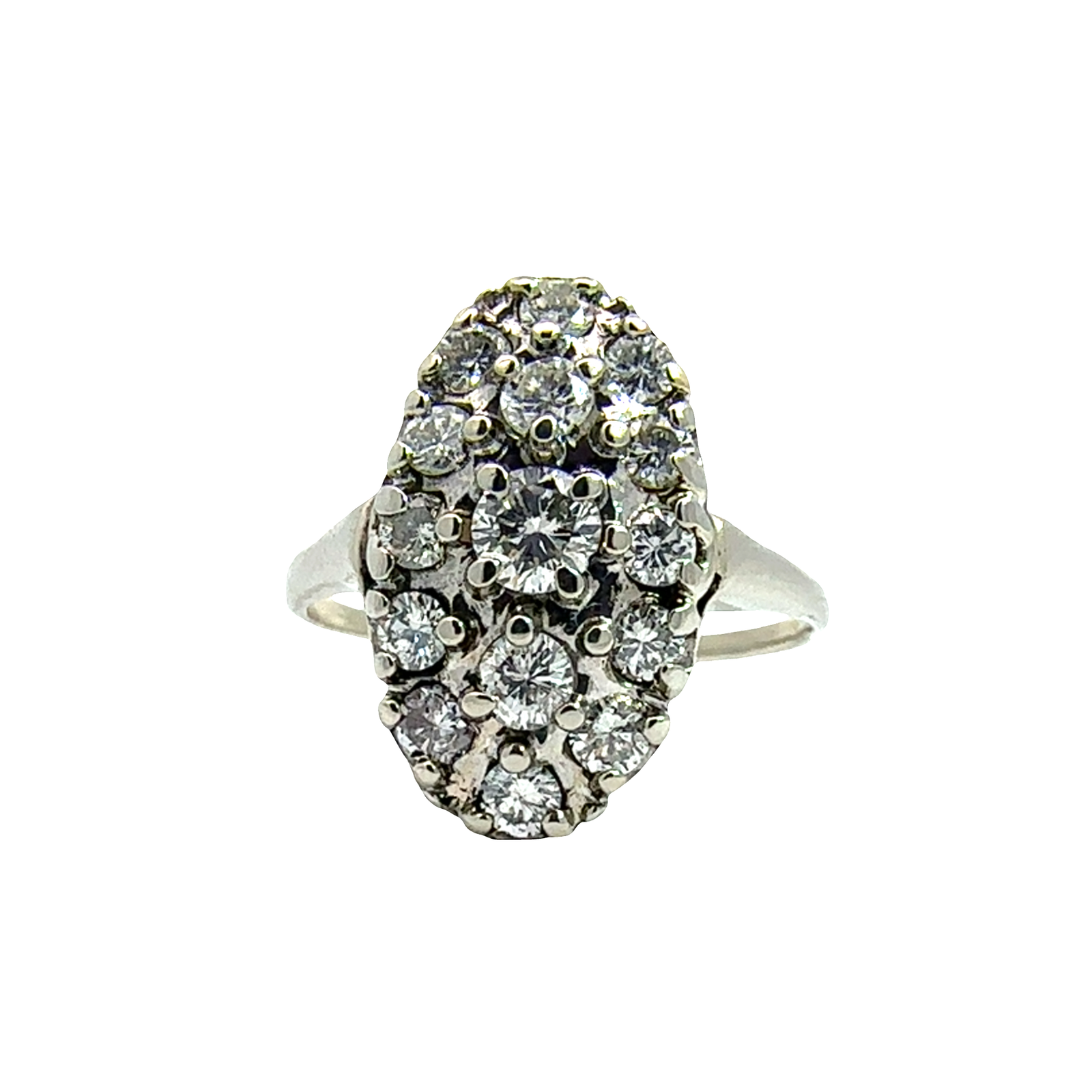 Vintage 14k White Gold 0.78ctw Diamond Cluster Princess Ring