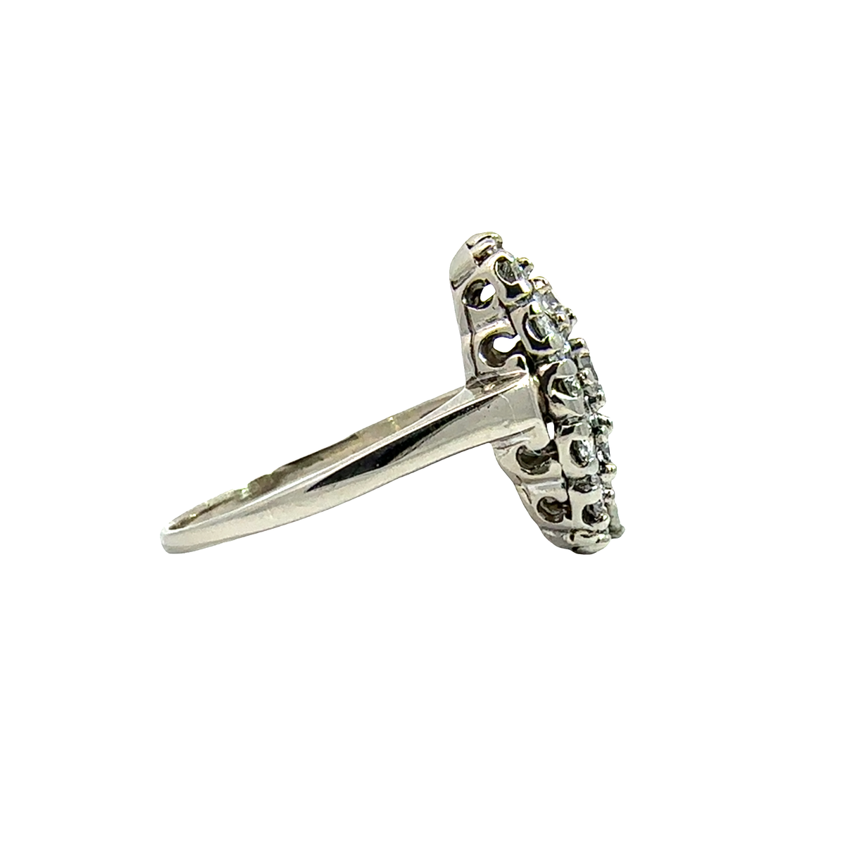 Vintage 14k White Gold 0.78ctw Diamond Cluster Princess Ring