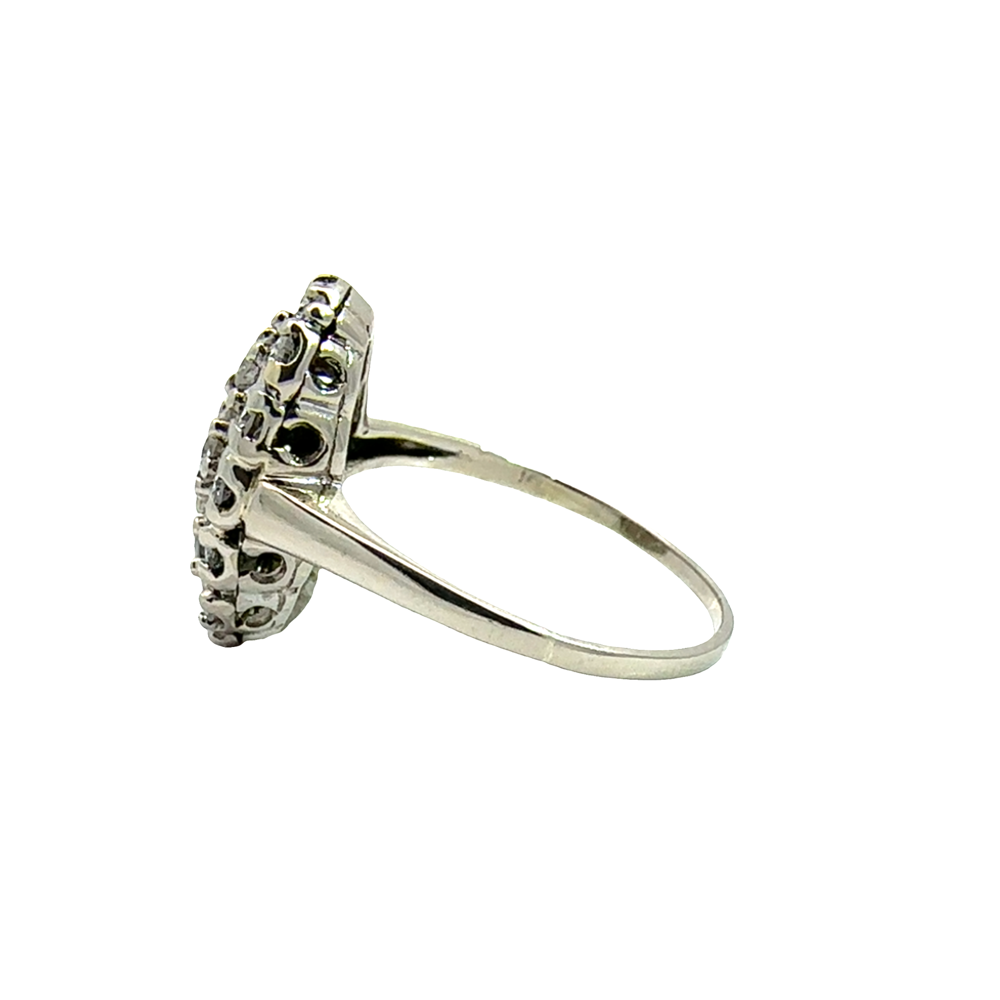 Vintage 14k White Gold 0.78ctw Diamond Cluster Princess Ring