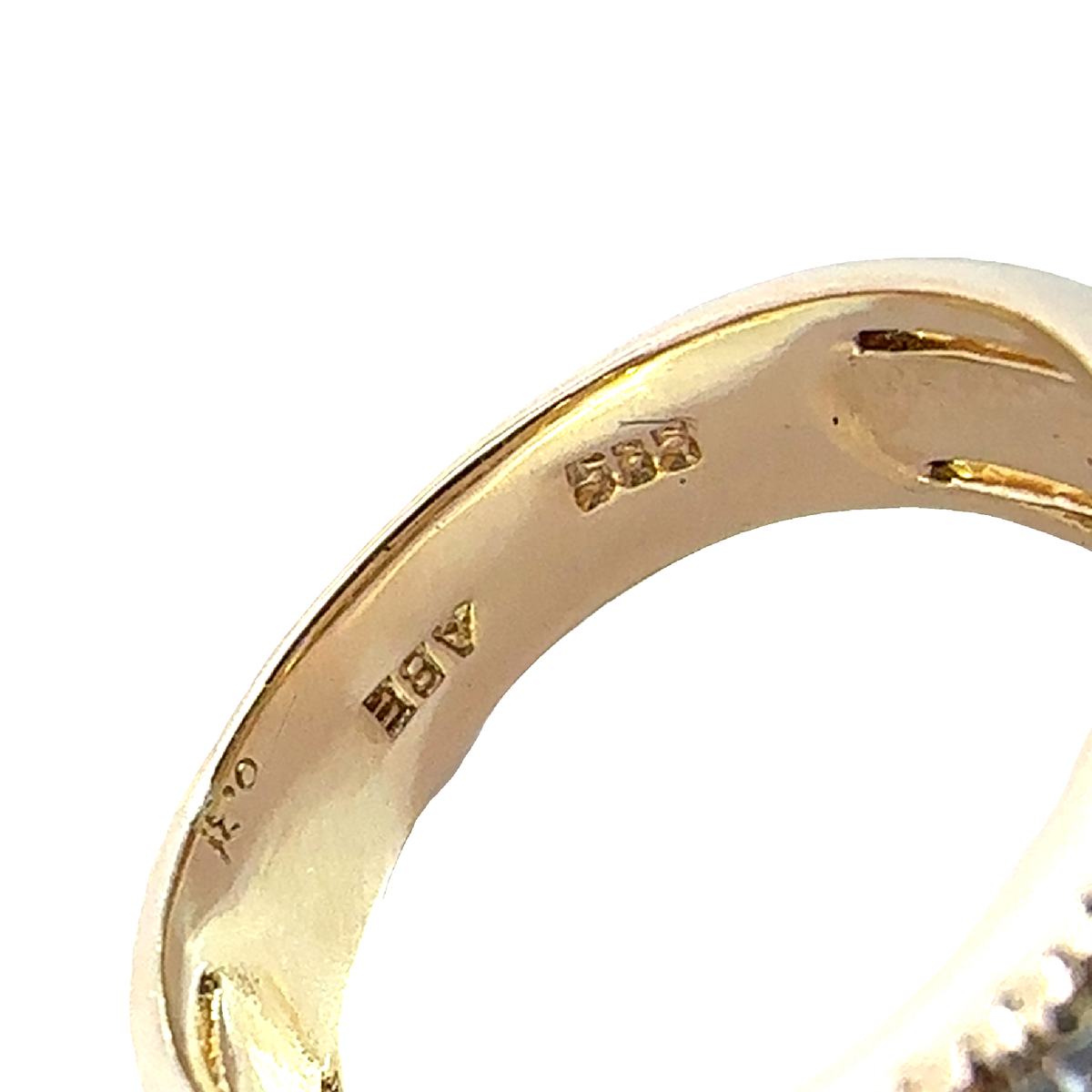 Vintage 14k Yellow Gold 0.31ctw Diamond Green Enamel Band