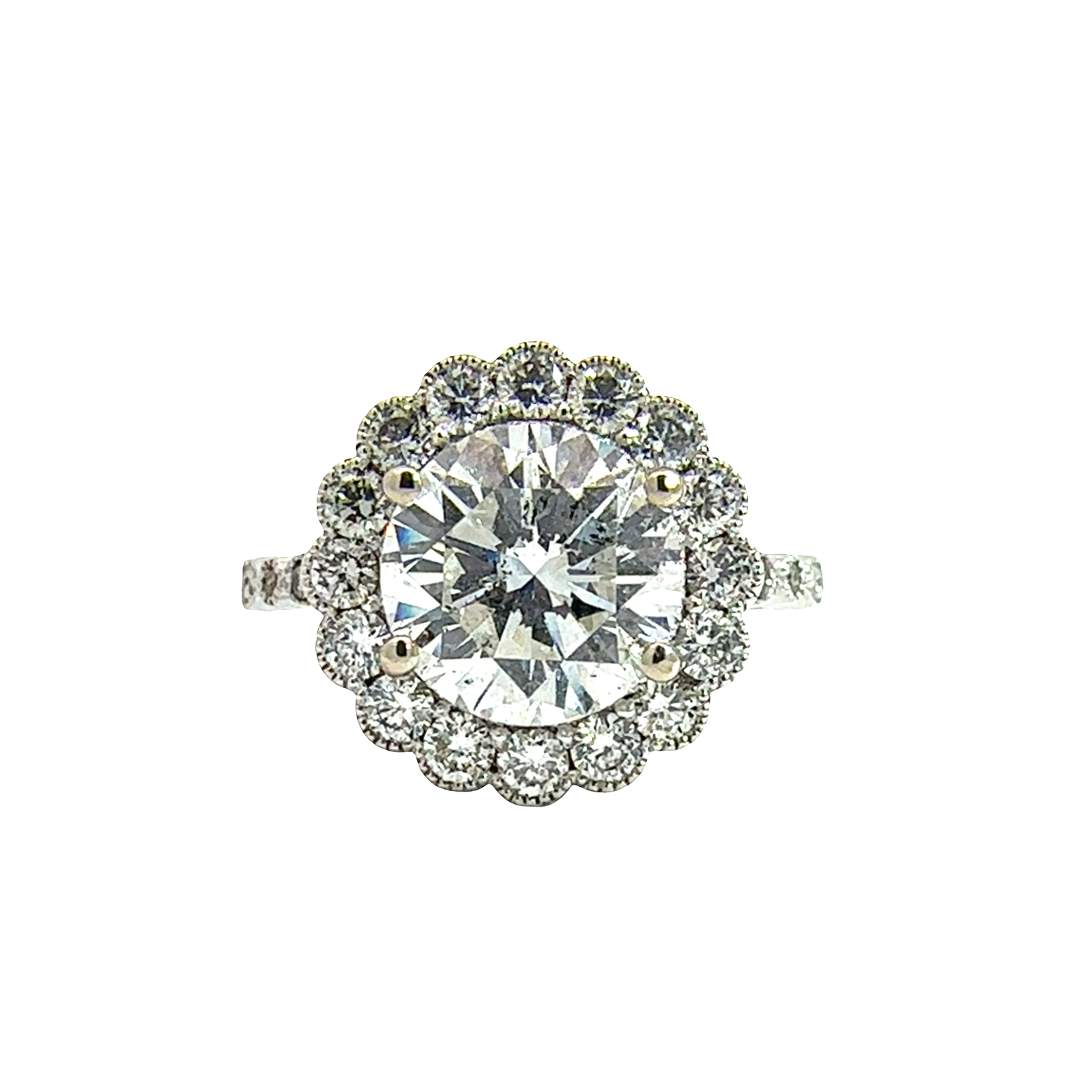 Vintage 14k White Gold 2.32ctw Round Brilliant Diamond Engagement Ring