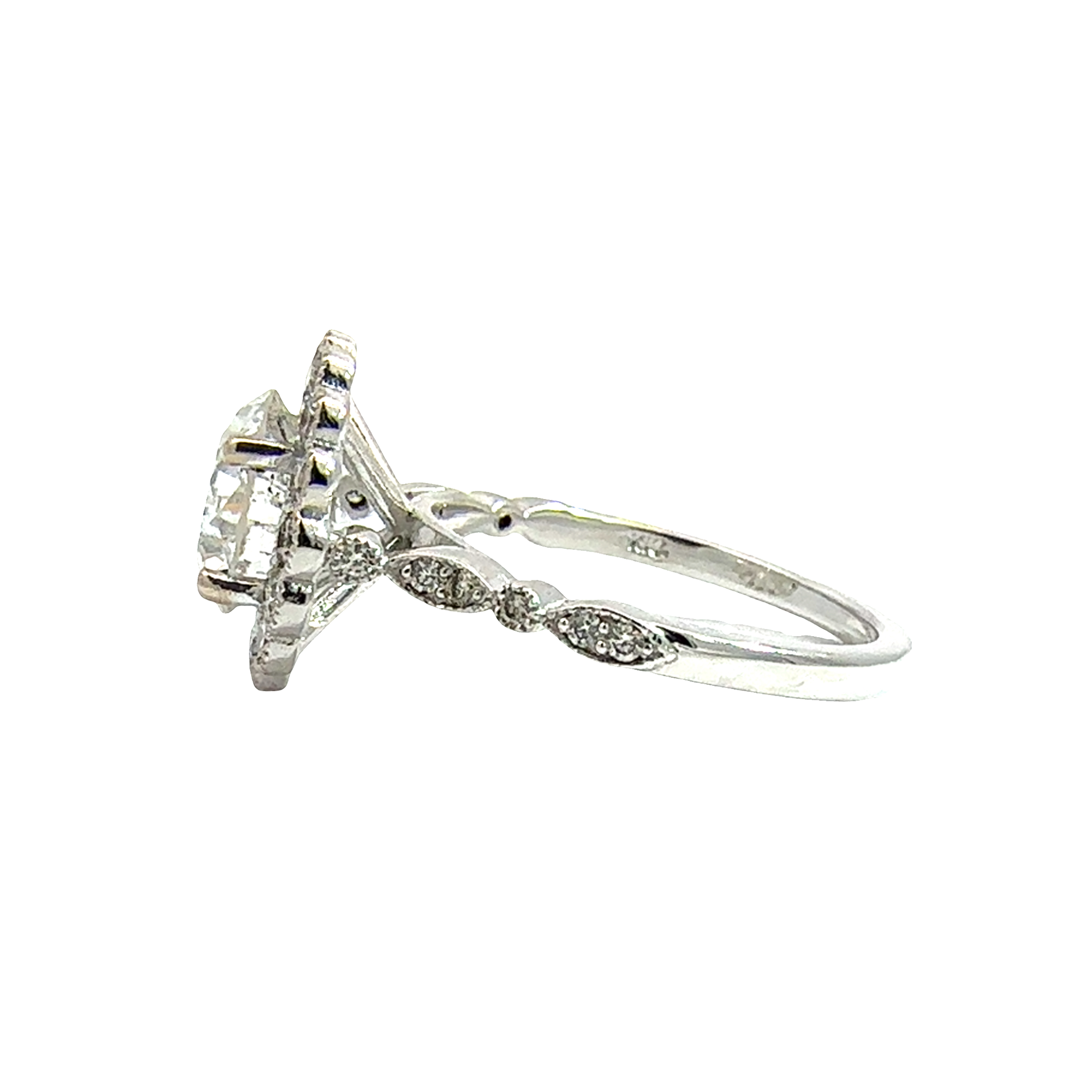 Vintage 14k White Gold 2.32ctw Round Brilliant Diamond Engagement Ring