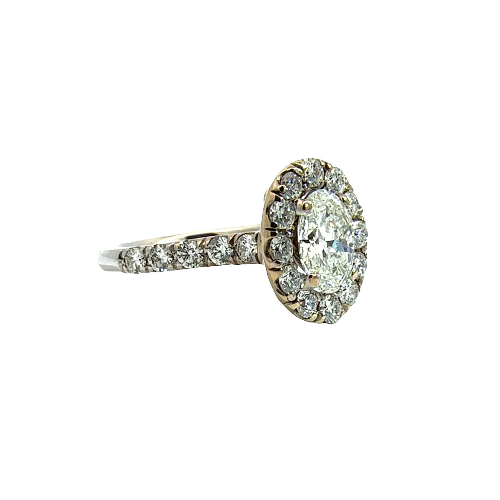 Vintage 18k White Gold 1.00ctw Oval Center Diamond Engagement Ring