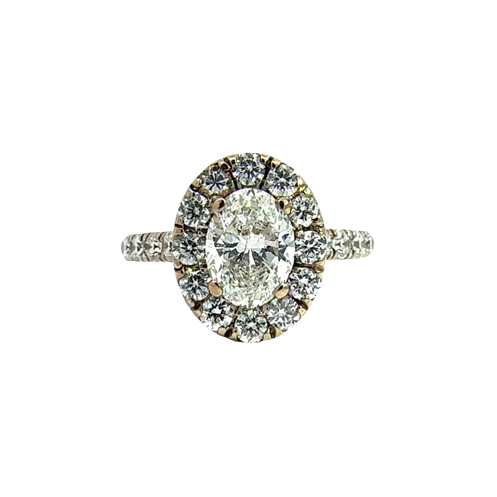 Vintage 18k White Gold 1.00ctw Oval Center Diamond Engagement Ring