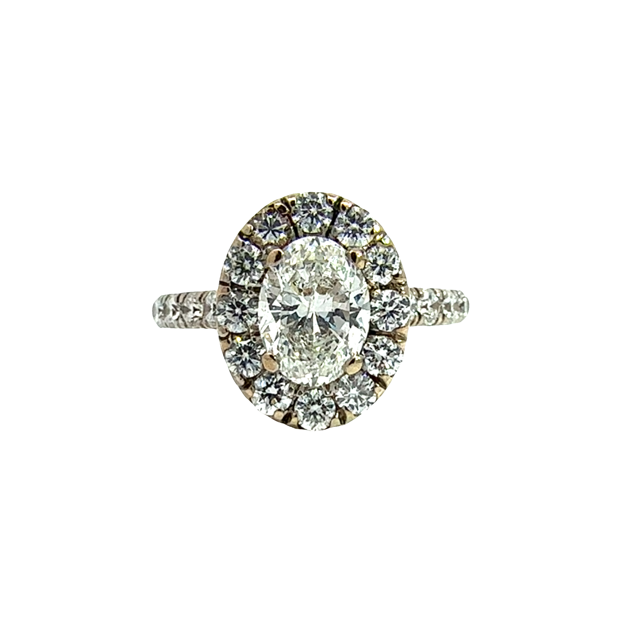 Vintage 18k White Gold 1.00ctw Oval Center Diamond Engagement Ring