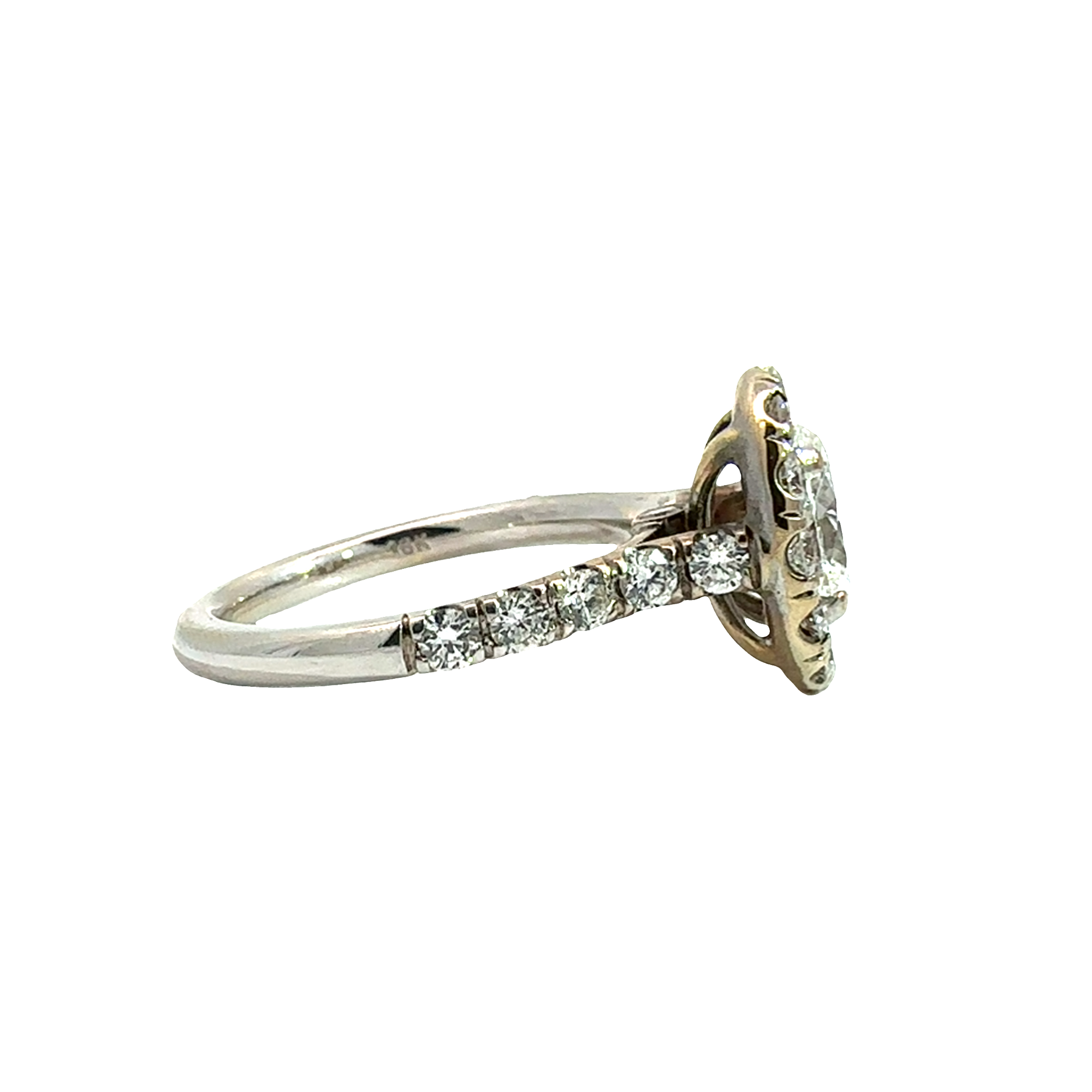 Vintage 18k White Gold 1.00ctw Oval Center Diamond Engagement Ring