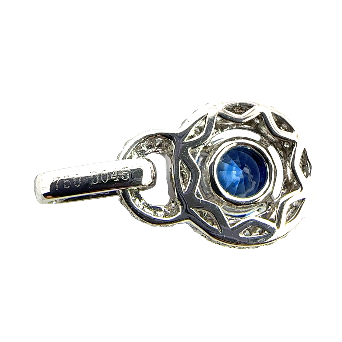 Estate 18k White Gold 1.30ctw Deep Blue Sapphire and 0.45ctw Diamond Pendant