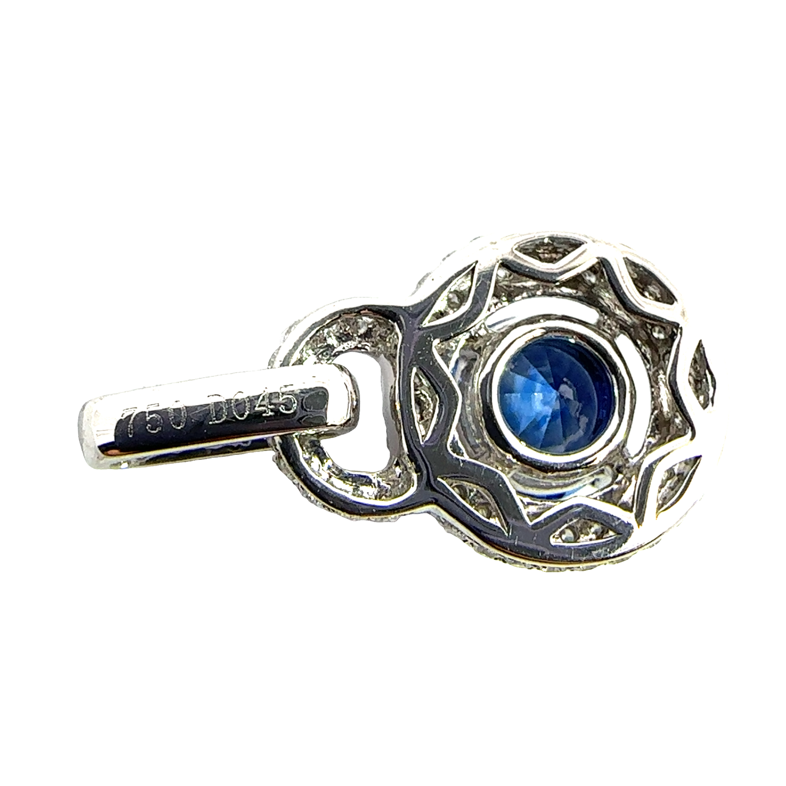 Estate 18k White Gold 1.30ctw Deep Blue Sapphire and 0.45ctw Diamond Pendant