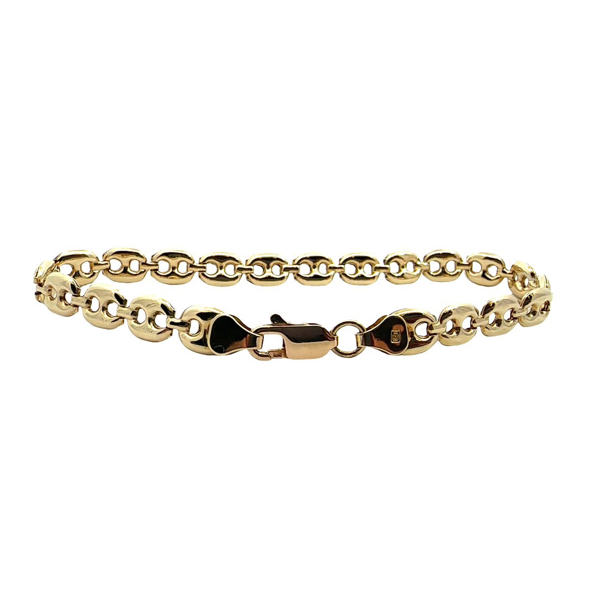 18k Yellow Gold Mariner Chain Link Bracelet 7"