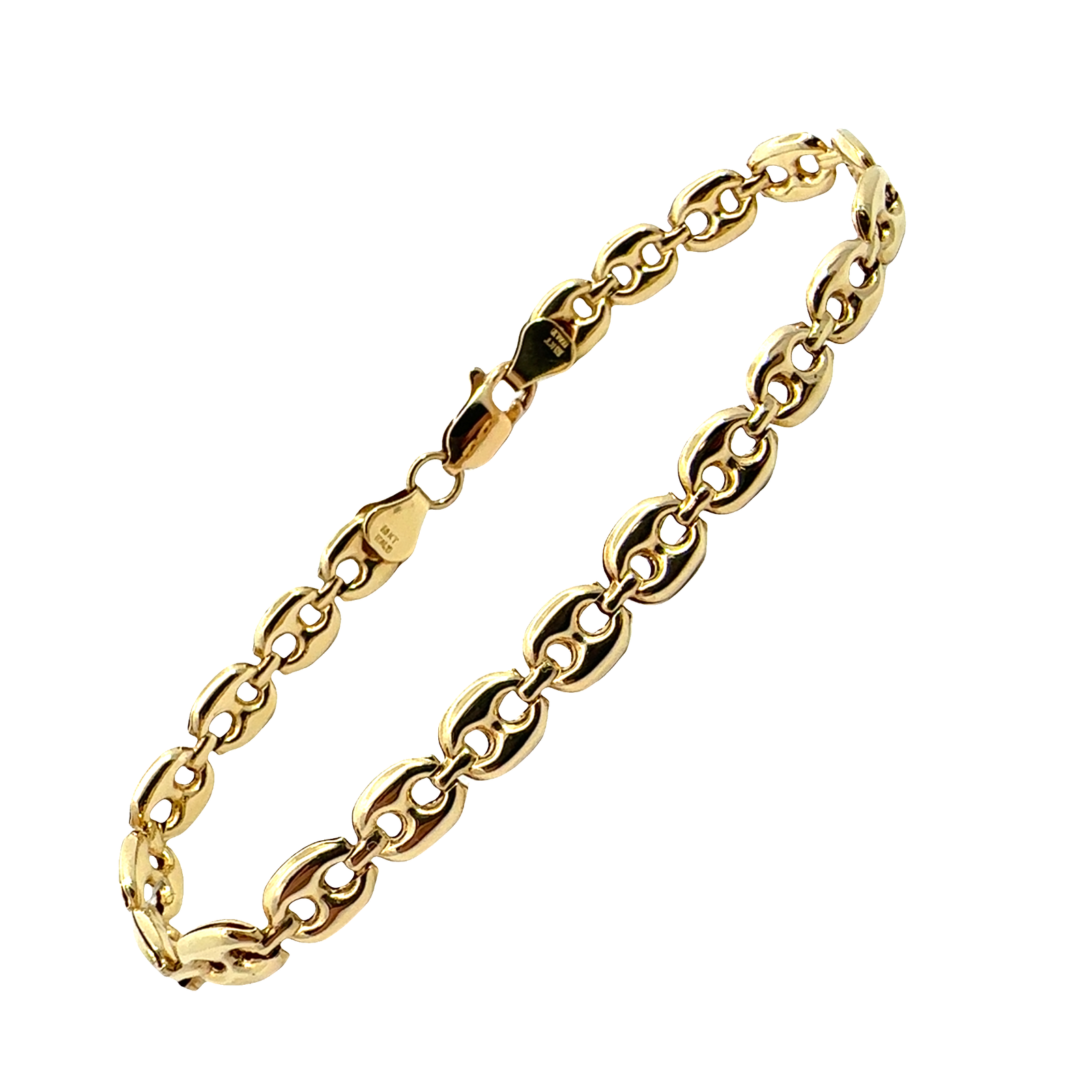 18k Yellow Gold Mariner Chain Link Bracelet 7"