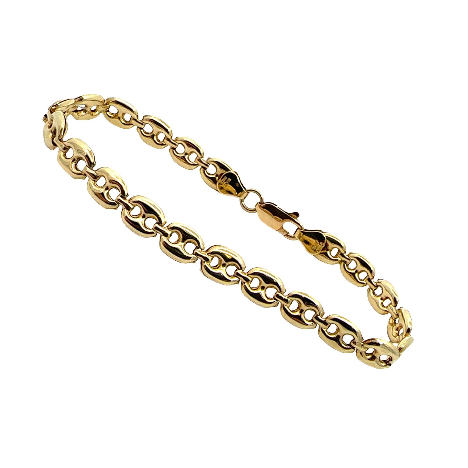 18k Yellow Gold Mariner Chain Link Bracelet 7"