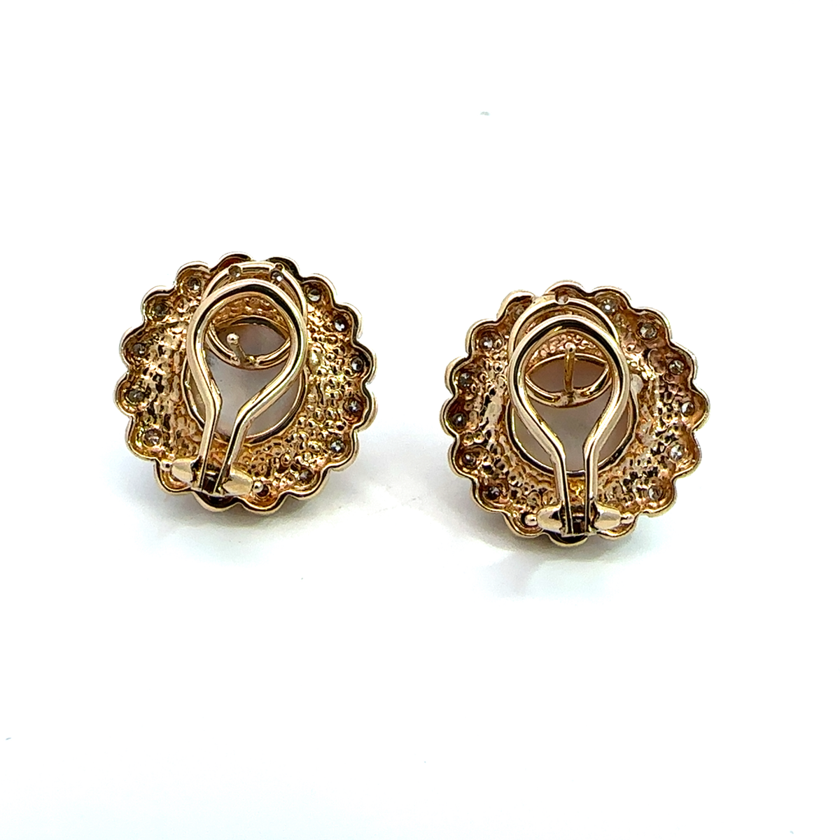 Vintage 14k Yellow Gold Pearl and 0.64ctw Diamond Earrings