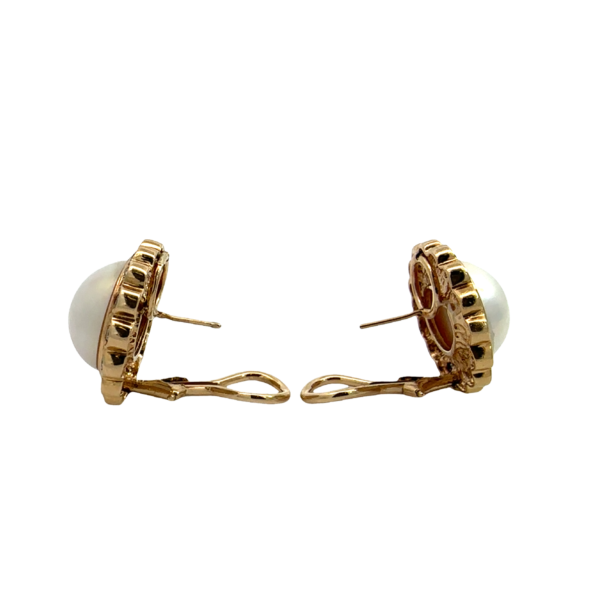 Vintage 14k Yellow Gold Pearl and 0.64ctw Diamond Earrings