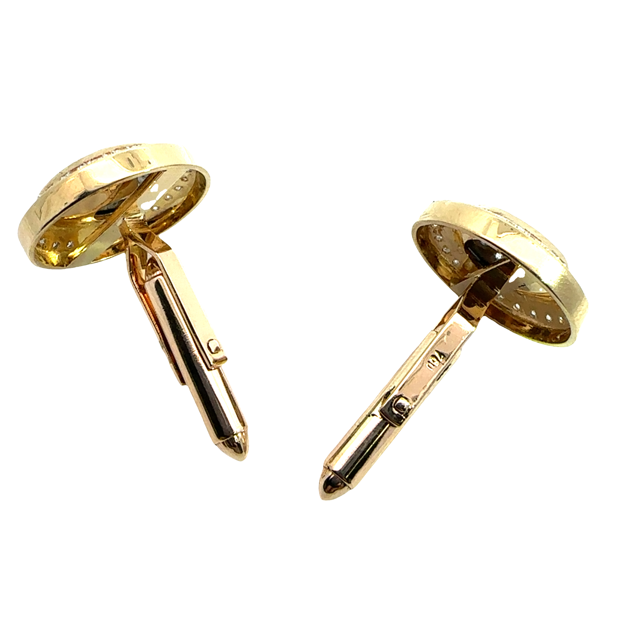 Vintage 18k Yellow Gold 1.33ctw Diamond and Black Onyx Cufflinks