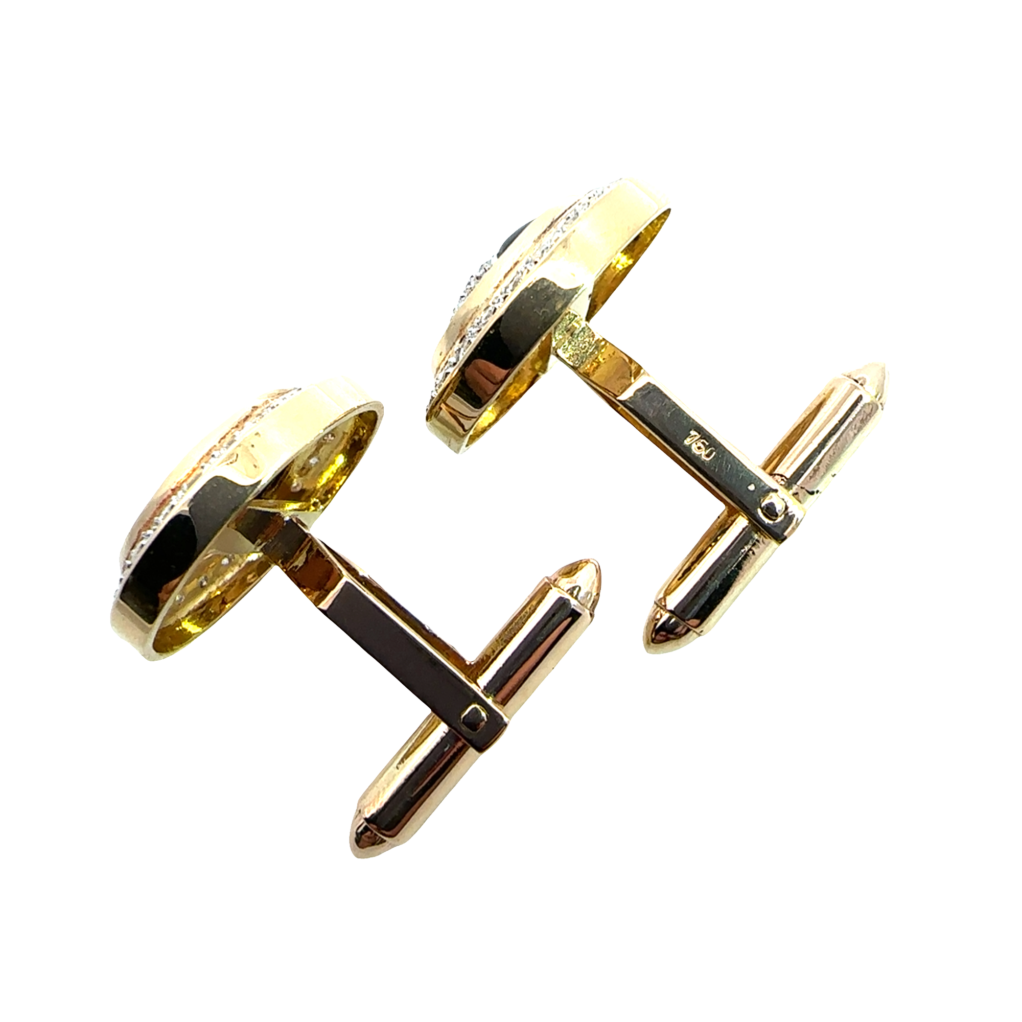 Vintage 18k Yellow Gold 1.33ctw Diamond and Black Onyx Cufflinks