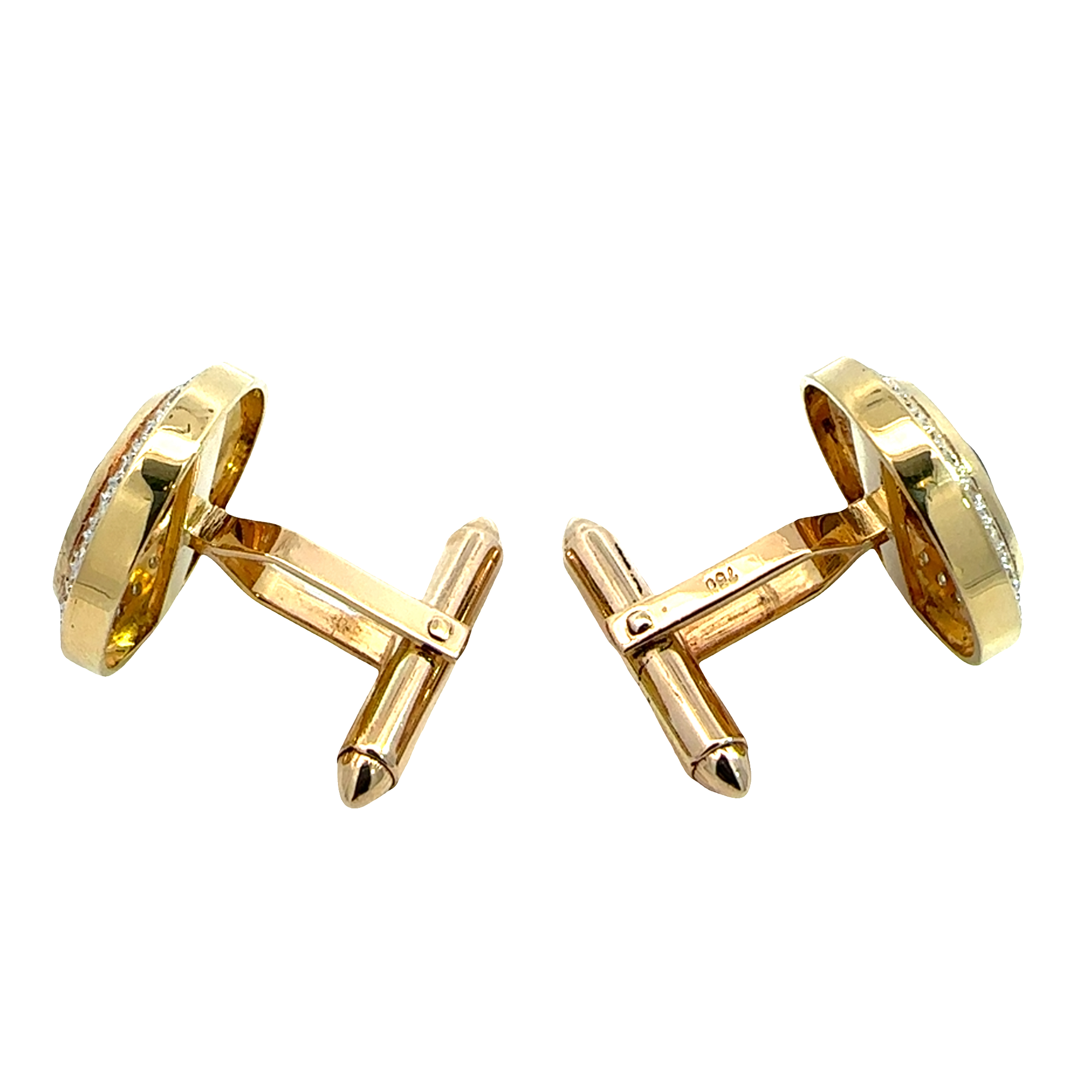 Vintage 18k Yellow Gold 1.33ctw Diamond and Black Onyx Cufflinks
