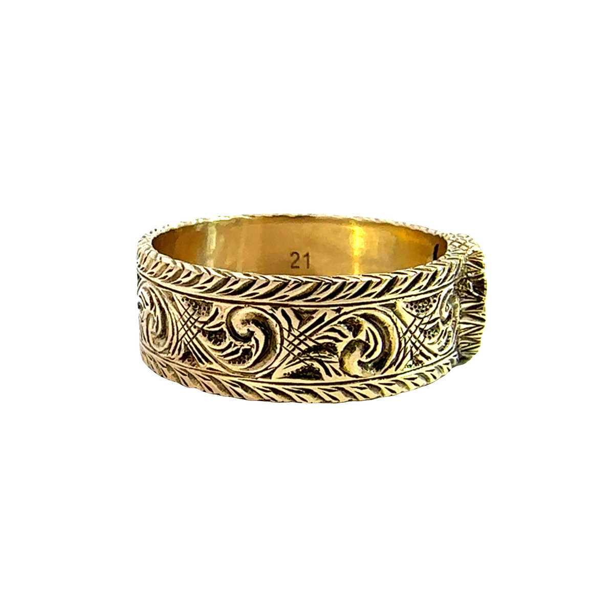 Estate GUCCI 18k Yellow Gold Interlocking G Arabesque Ring