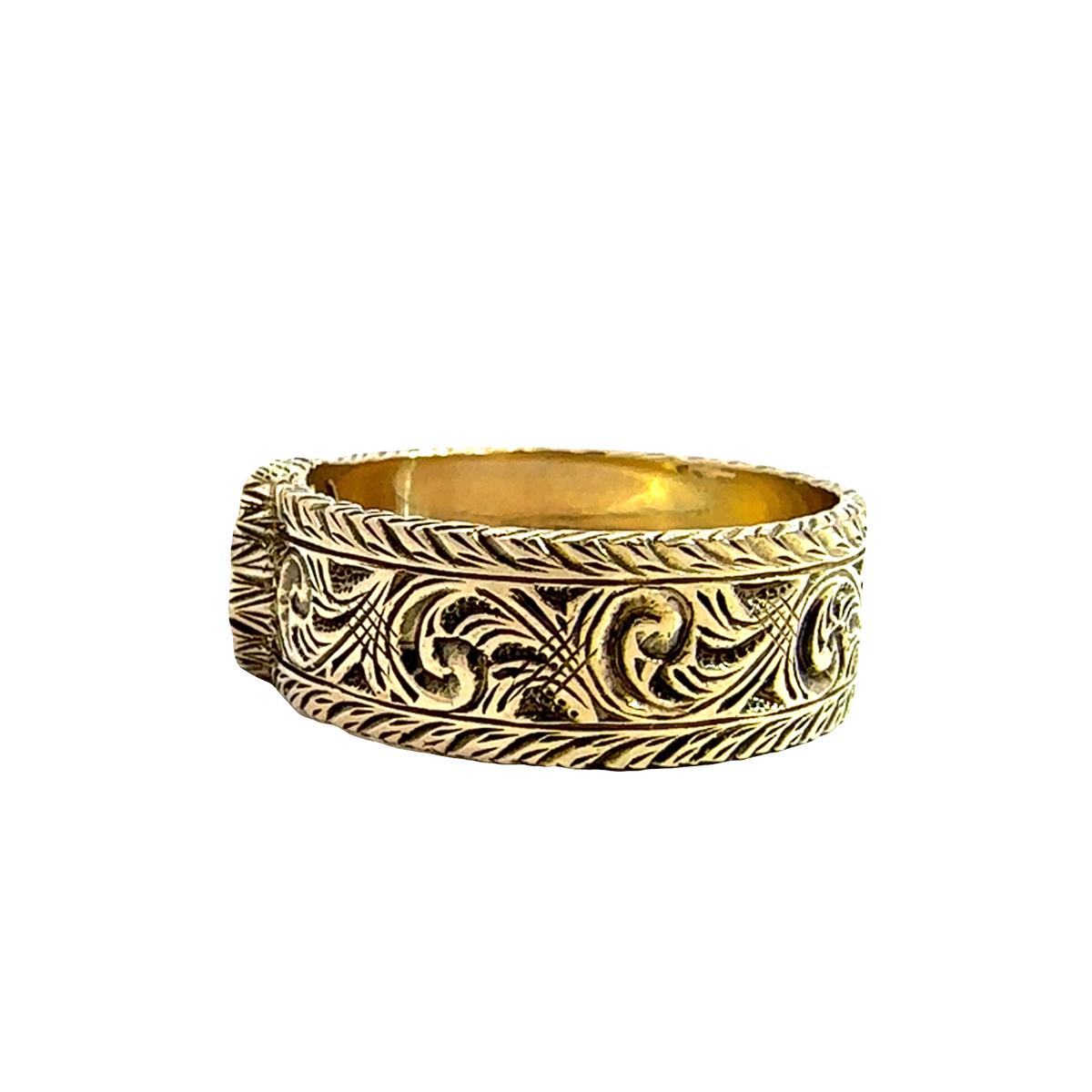 Estate GUCCI 18k Yellow Gold Interlocking G Arabesque Ring