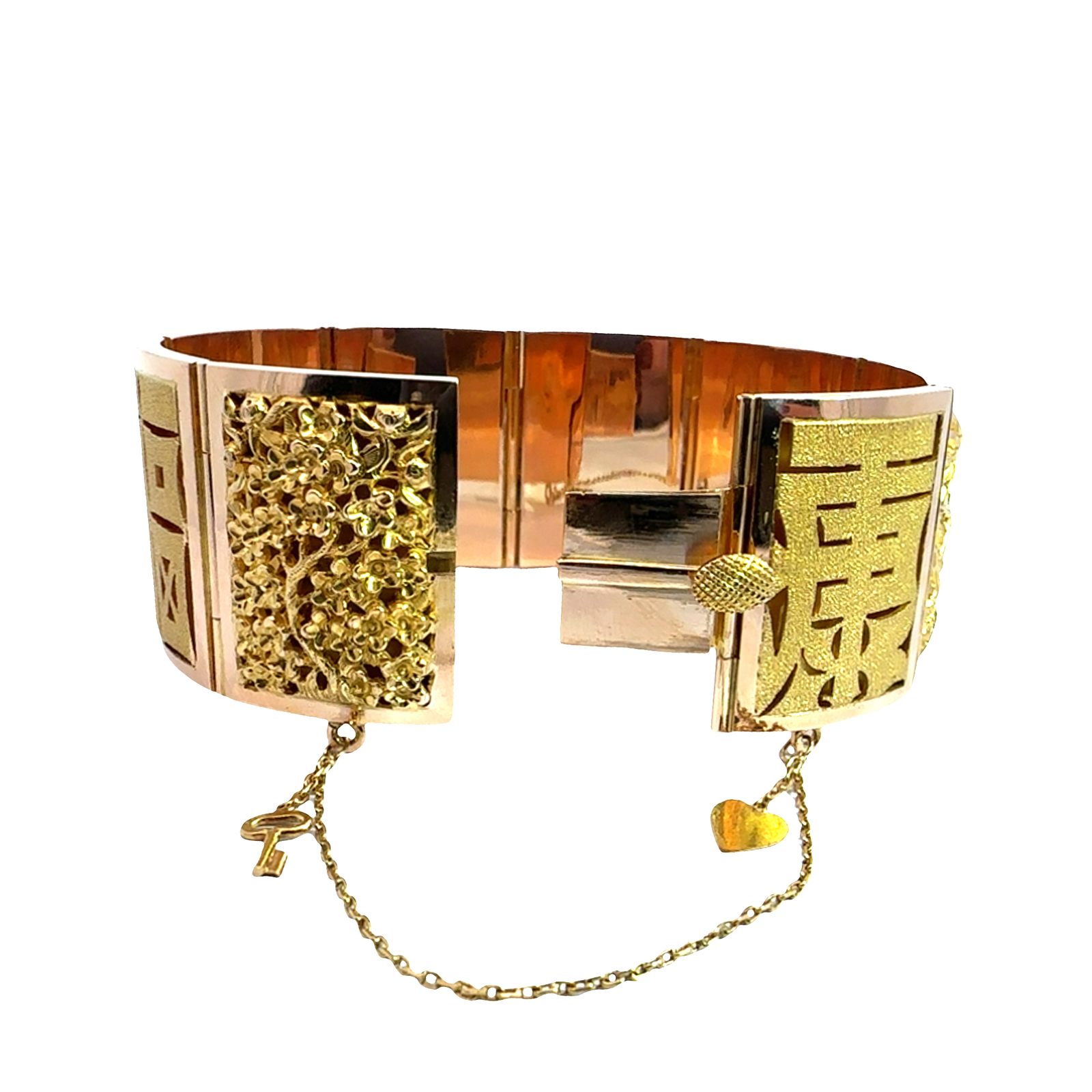 Vintage 18k Yellow and Rose Gold Chinese Inspired Bracelet