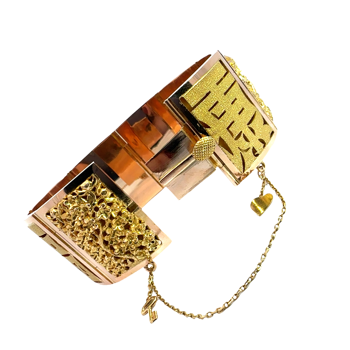 Vintage 18k Yellow and Rose Gold Chinese Inspired Bracelet