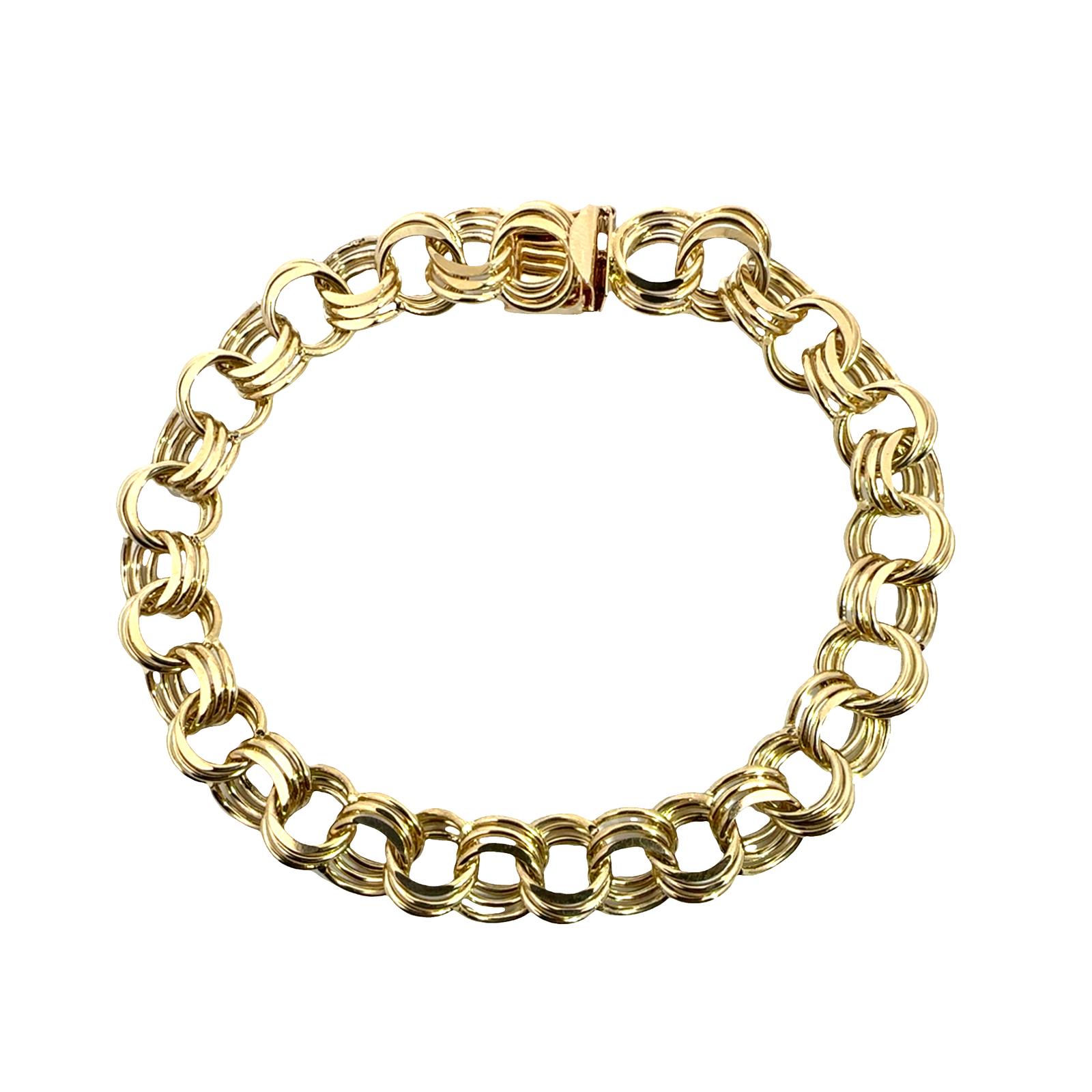 Vintage 14k Classic Yellow Gold Triple-Link Charm Bracelet 8"