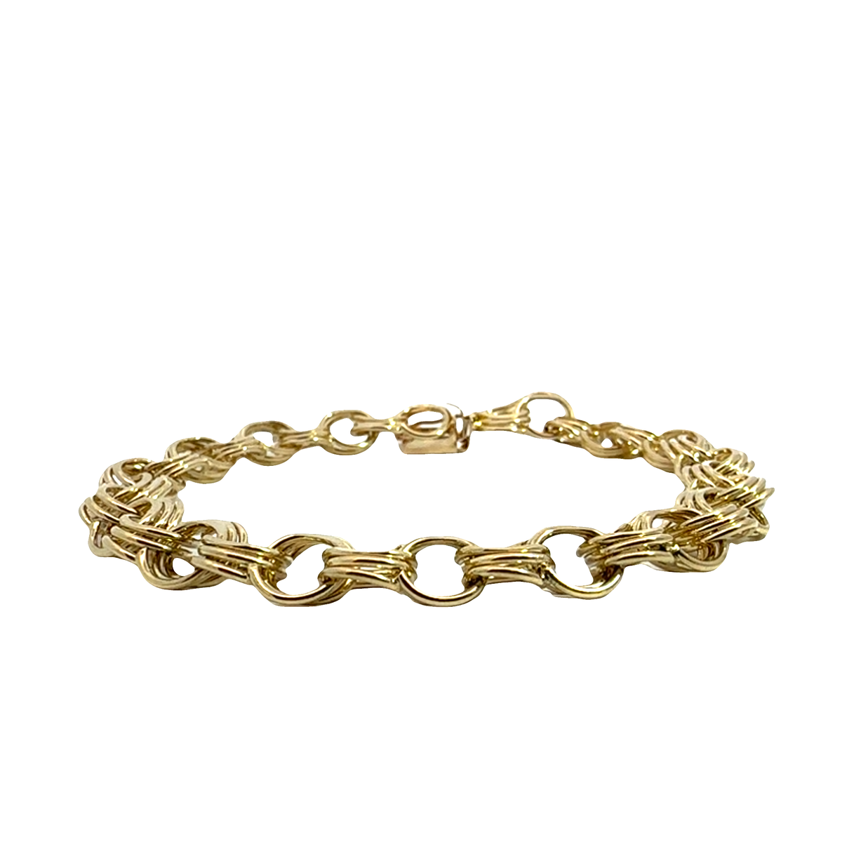 Vintage 14k Classic Yellow Gold Triple-Link Charm Bracelet 8"