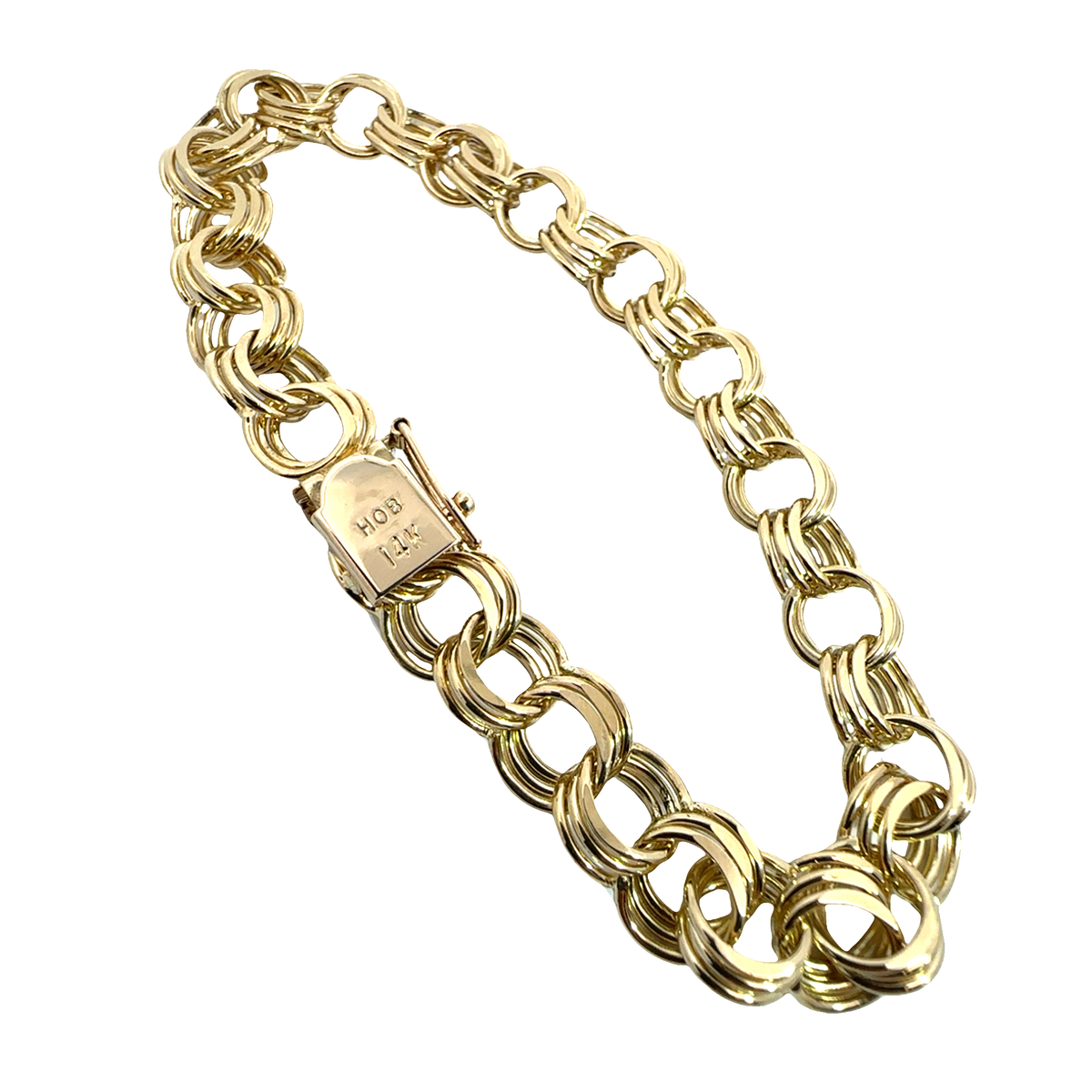 Vintage 14k Classic Yellow Gold Triple-Link Charm Bracelet 8"