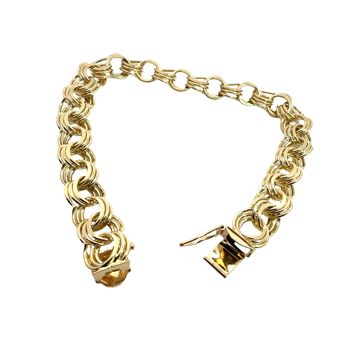 Vintage 14k Classic Yellow Gold Triple-Link Charm Bracelet 8"